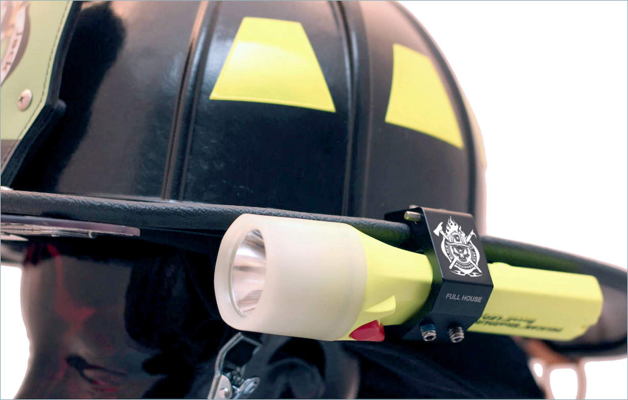 Fire Cam Blackjack Firefighter Helmet Aluminum Flashlight Holder - Durable Black Accessory