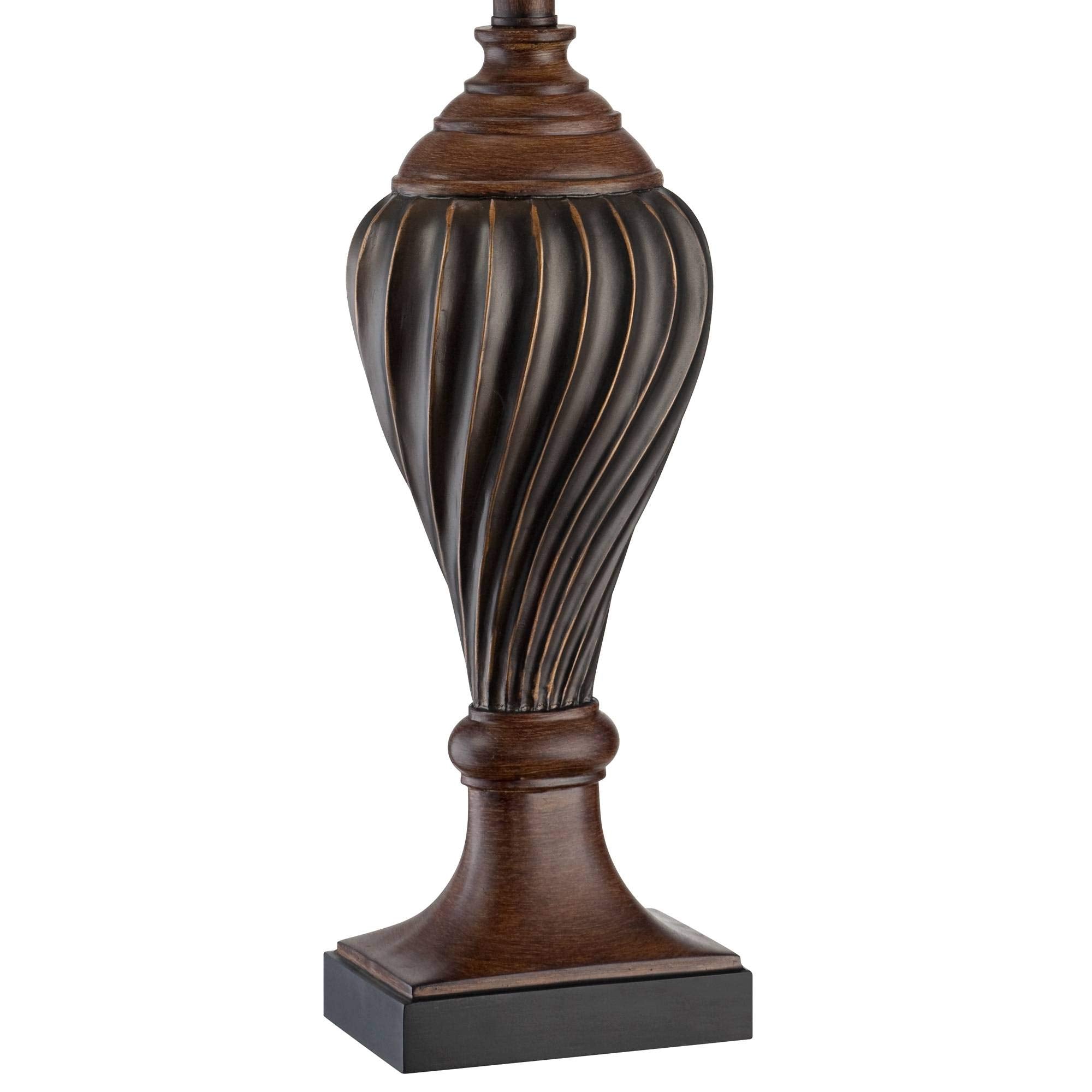 Regency Hill End Table Lamps Set of 2, 28.5in Tall, Two-Tone Brown Finish, Beige Shade, Model 17P83