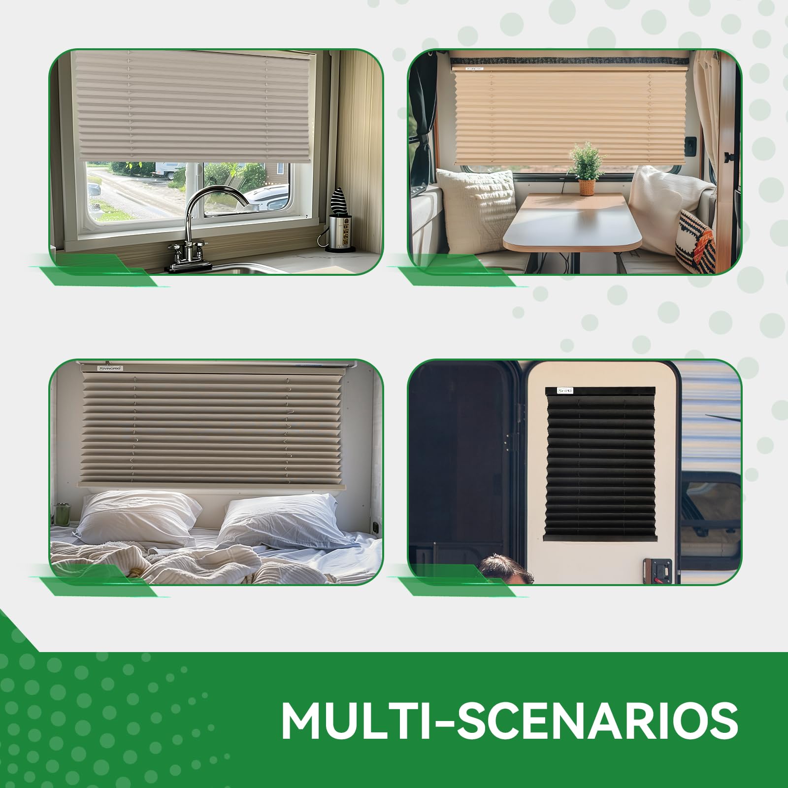RVINGPRO RV Blinds - Grey Polyester Window Shades for Campers, 50"W x 24"H, Privacy Protection, Model 969b51af-cdf3-4851-b094-