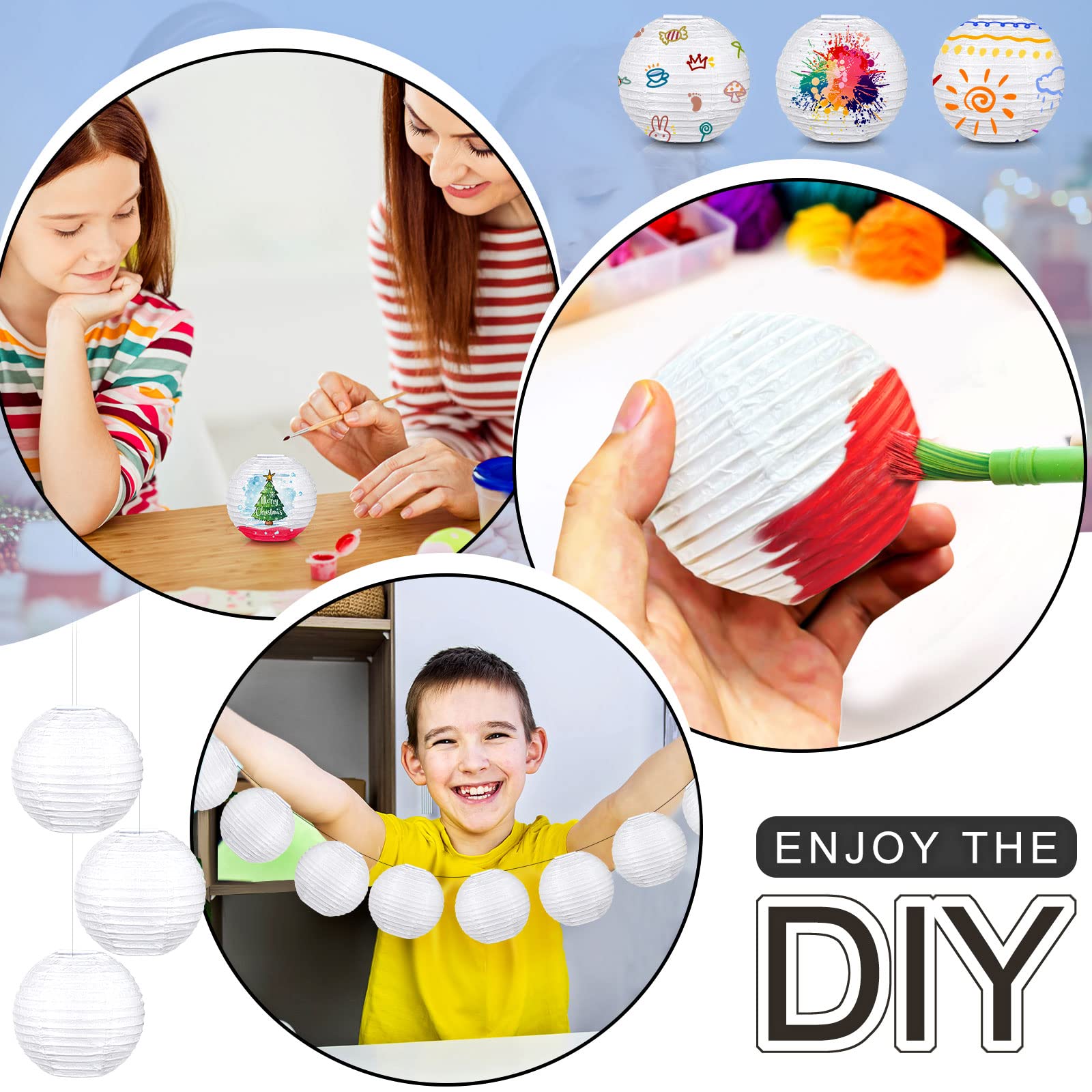 Hortsun 40 Pcs White Paper Lanterns for Weddings & Parties, 3 Inch Hanging Decorative Lamps