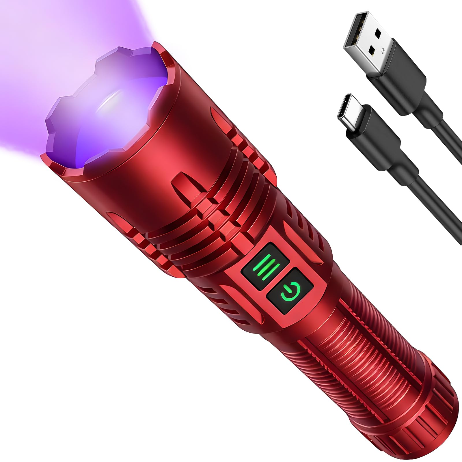Powerful Blacklight Flashlights for Pet Urine Detection, UV Blacklight&High Lumens Flashlight Rechargeable, Zoomable Waterproof 
