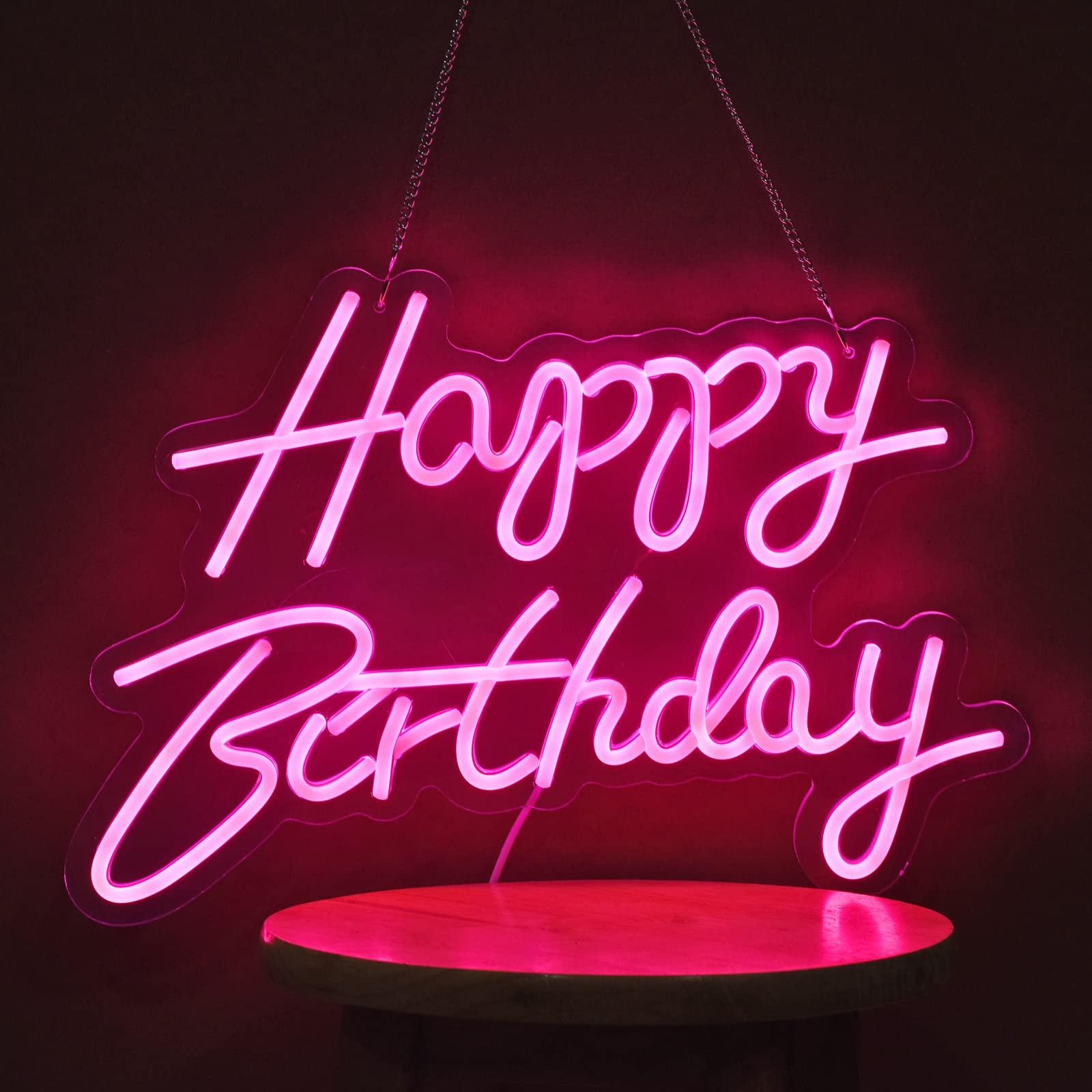 Neonhonba Happy Birthday Neon Sign, Dimmable, 17x12 inches, Pink