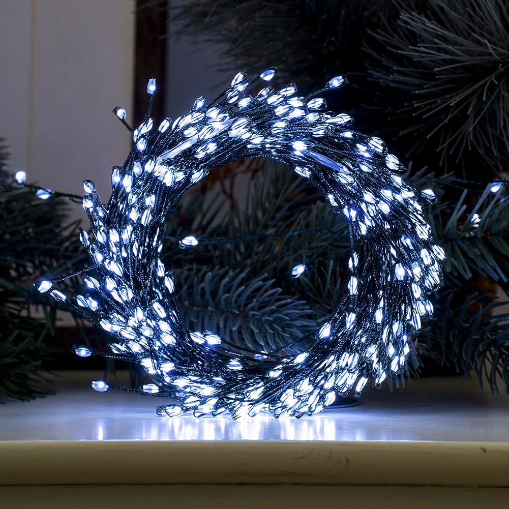 Zeluxdot Firecracker Fairy Lights,50Ft 500Leds Waterproof Twinkle Lights Plug In,Green Wire,Led Light With Remote 8 Modes For In
