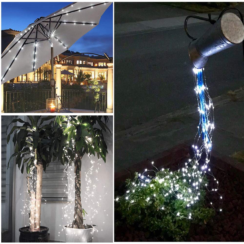 Soltuus Solar Fairy String Lights Outside Cool White, Multi Strand 180 Leds Watering Can Light For Outdoor, Waterproof Solar Pow