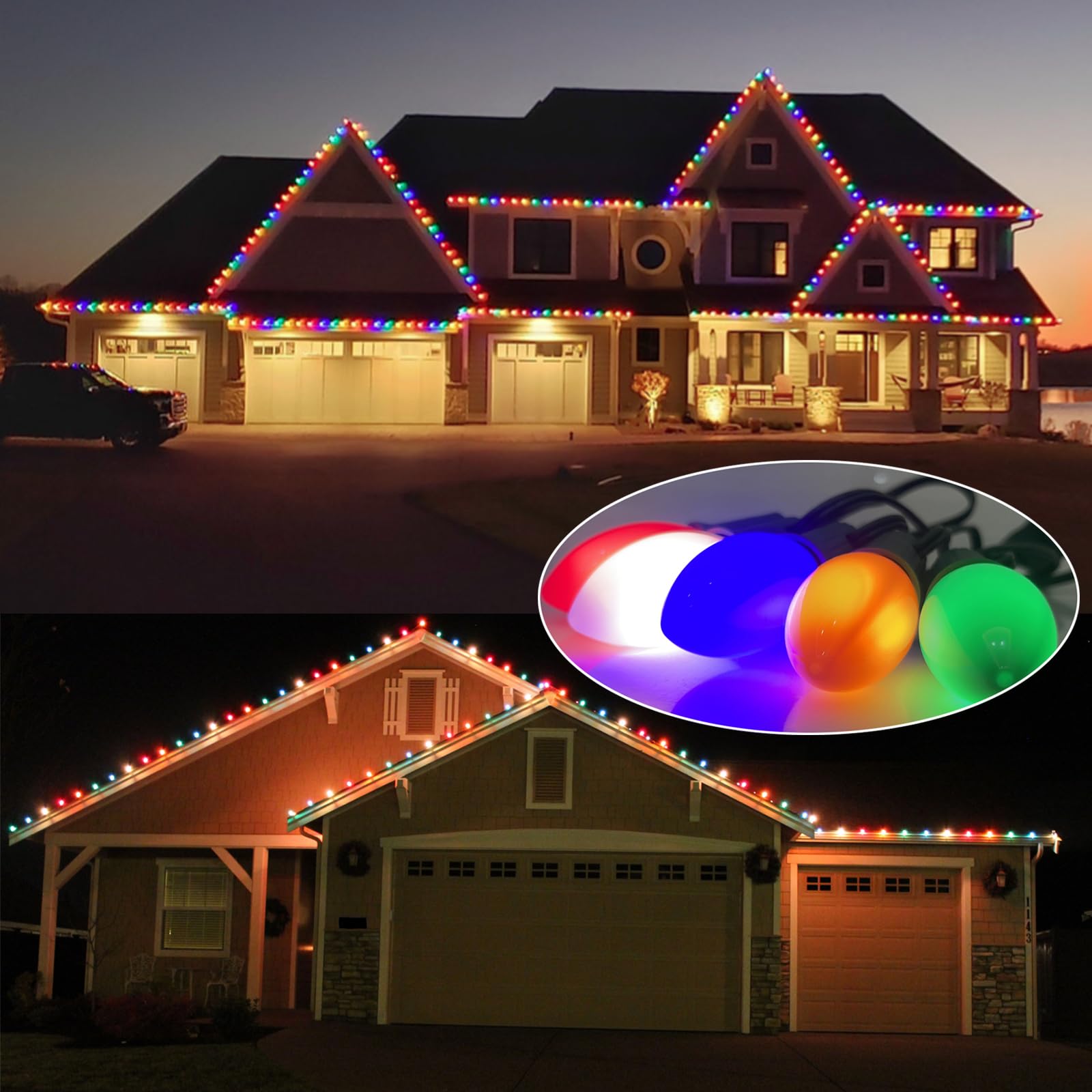 Sunsgne C9 Led Christmas Lights Outdoor, 25Ft Vintage Christmas Lights With 26 0.6W Led Plastic Colorful Lights(1 Spare), Multic