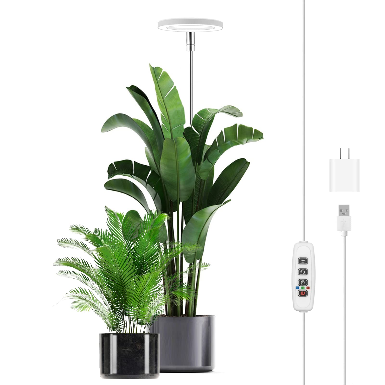 ROMELUCE Grow Lights for Indoor Plants, 72 LED Full Spectrum Plant Light, 10''- 55'' Height Adjustable Growing Lamp with Auto Ti