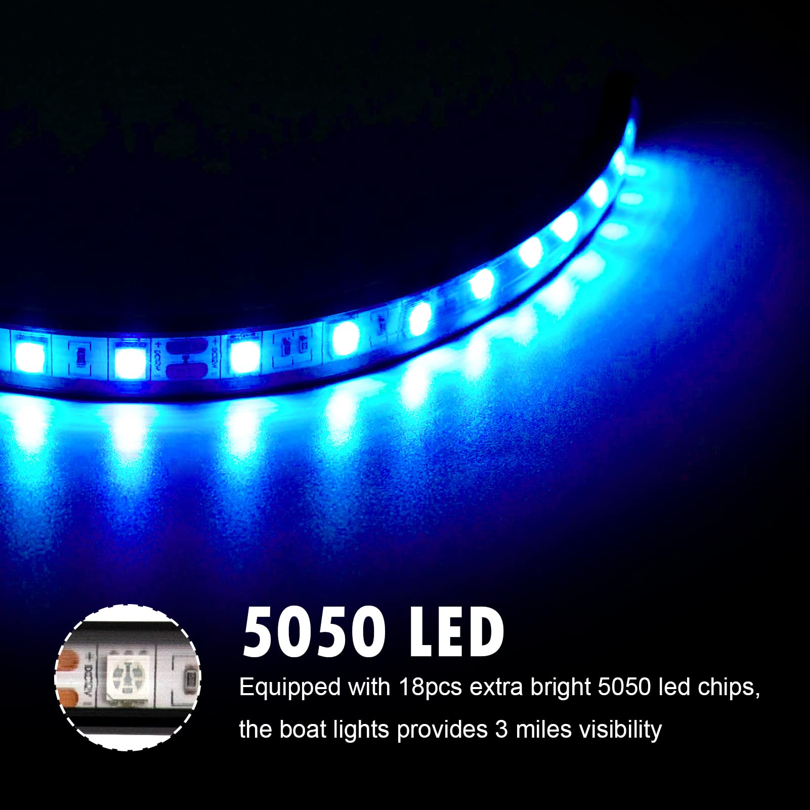 Obcursco Led Pontoon Boat Lights  Ip67 Waterproof Interior And Deck Light For Night Fishing  Courtesy Lighting For Yachts  Bass Boats  And Jet Skis(Blue  3.5W)