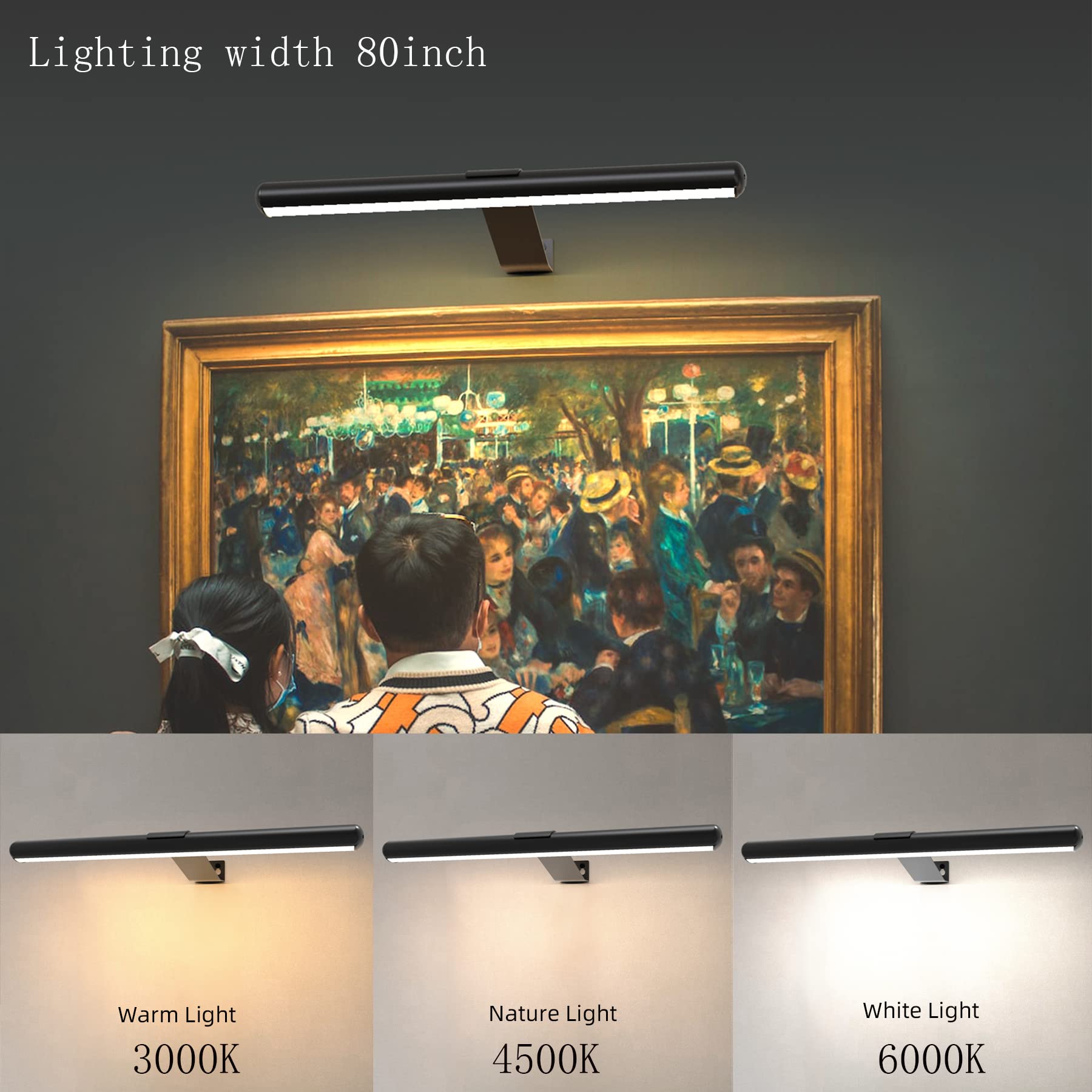 Arixinks Wireless Picture Light - 16" Metal LED Art Display with Remote, Dimmer, and Timer - Large Size, Rechargeable Battery Operated