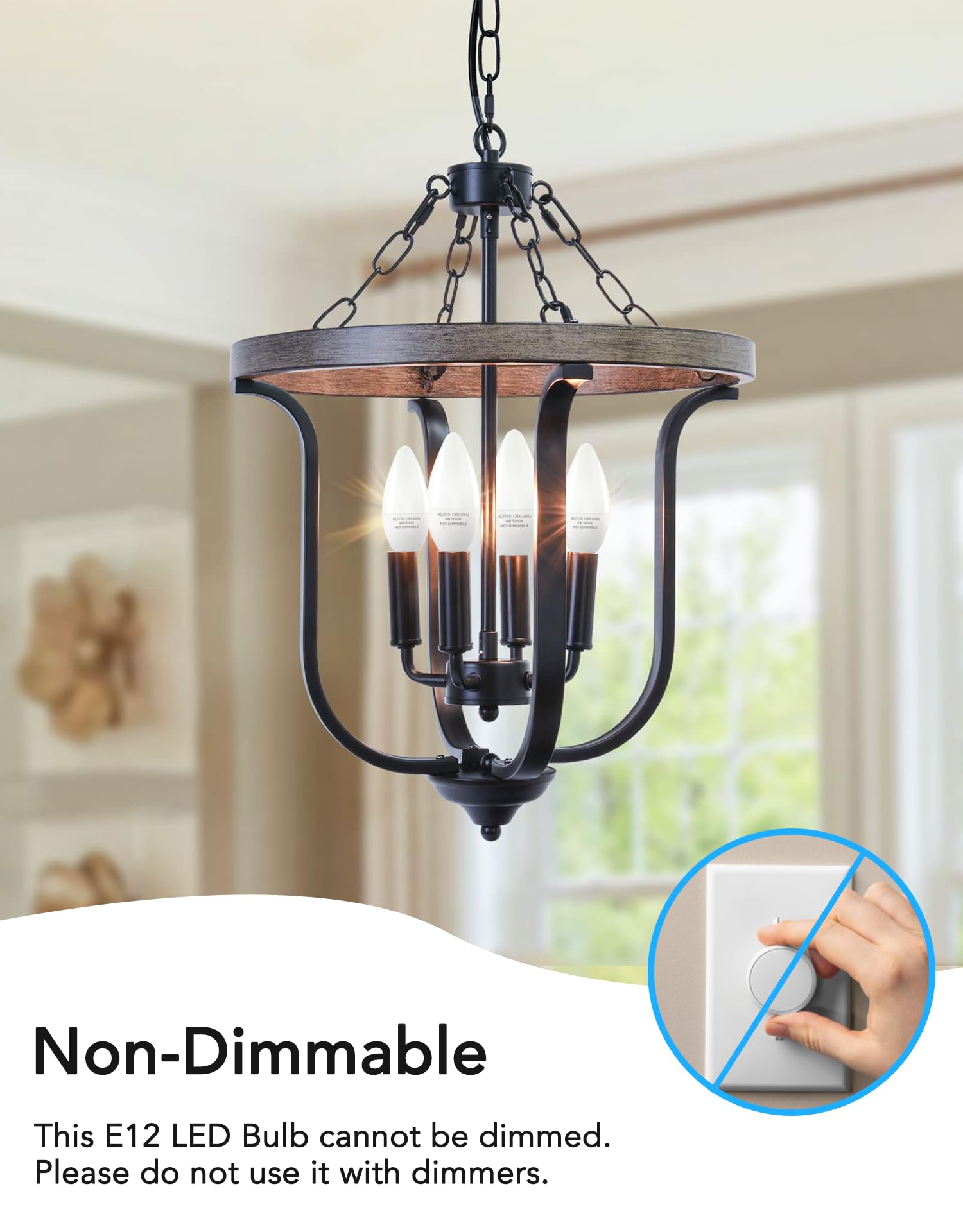 Partphoner E12 Led Light Bulbs B11 Candelabra Bulbs 60W Equivalent, Non-Dimmable 6W Led Candle Chandelier Bulb 600 Lumen, 5000K