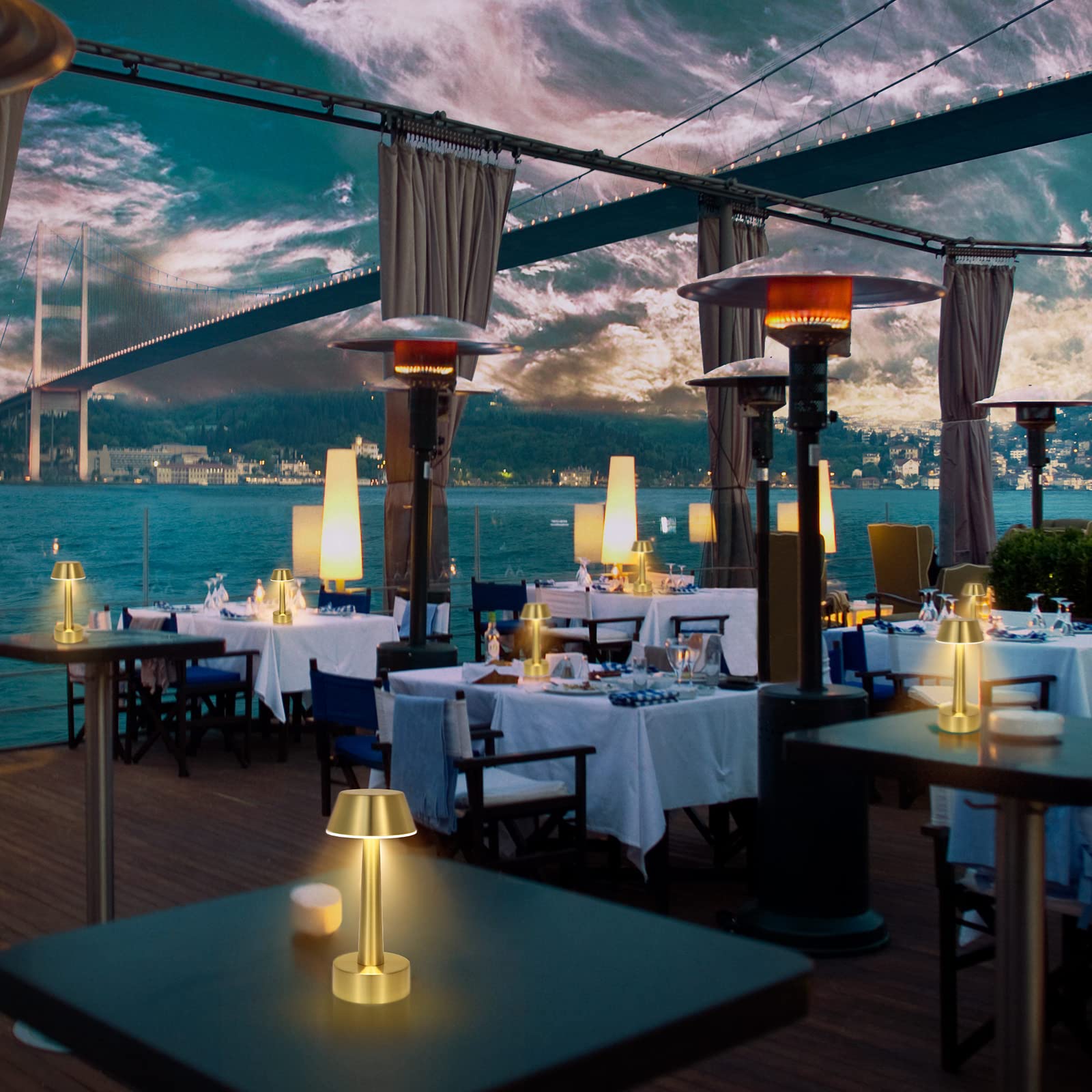 Egobasic Gold Cordless Small Table Lamp, Rechargeable & Dimmable, Portable Metal Light For Dining & Outdoor