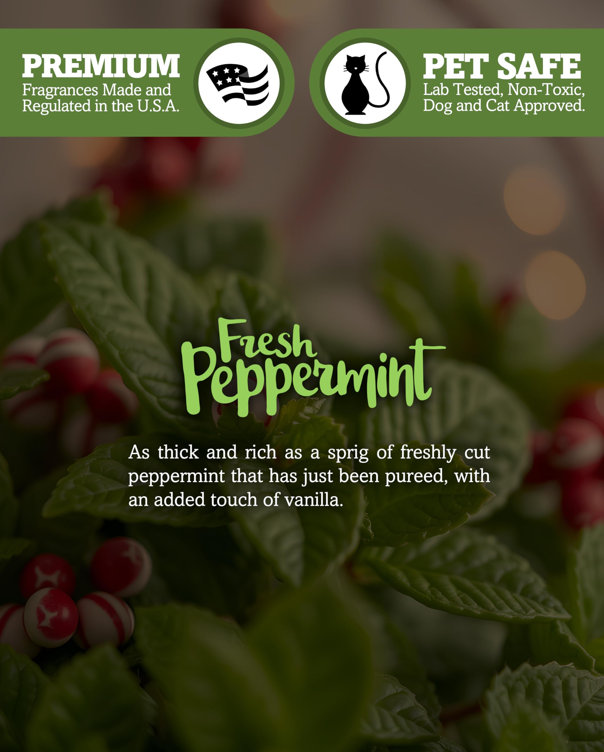 Shortie's Candle Company Fresh Peppermint Tealight Candles - 6 White Paraffin Wax Lights - Highly Scented - Holiday Collection
