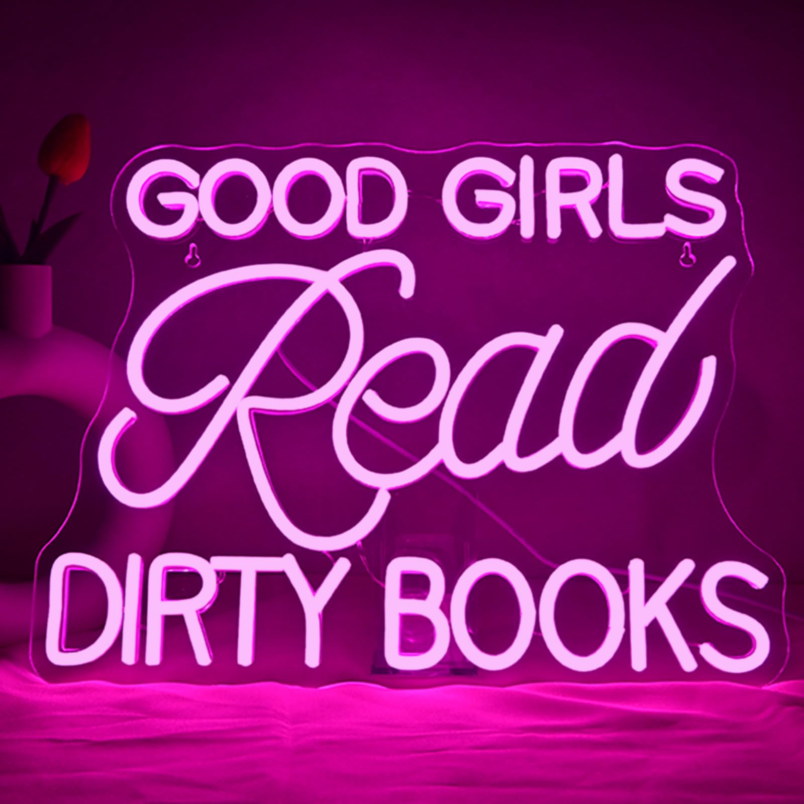 Jurong Led Neon Sign For Wall Decor  Good Girls Read Dirty Books Neon Light  Usb Powered Dimmable  5V/2A  16.5X12.5 For Home Book Party  Gift  Bedroom  Book Lover  Home Library