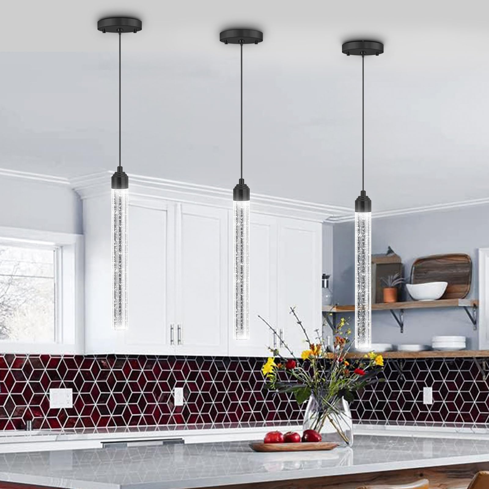 dolria Mini Chandeliers Modern Crystal Pendant Lighting LED Dimmable Pendant Lights Kitchen Island Dining Room