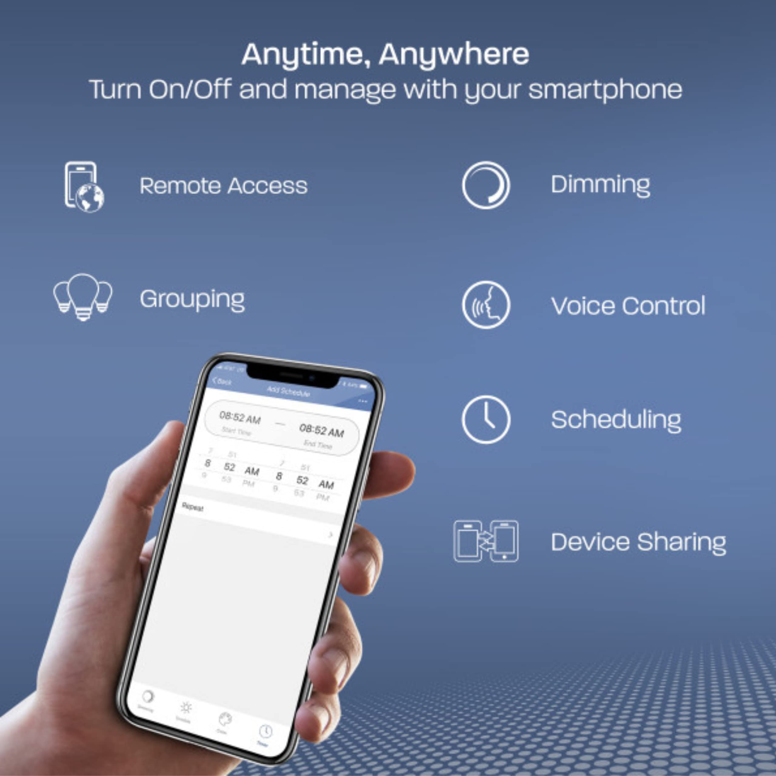 Feit Electric A19 E26 (Medium) Smart Wifi Led Bulb Color Changing 60 Watt Equivalence 1 Pk