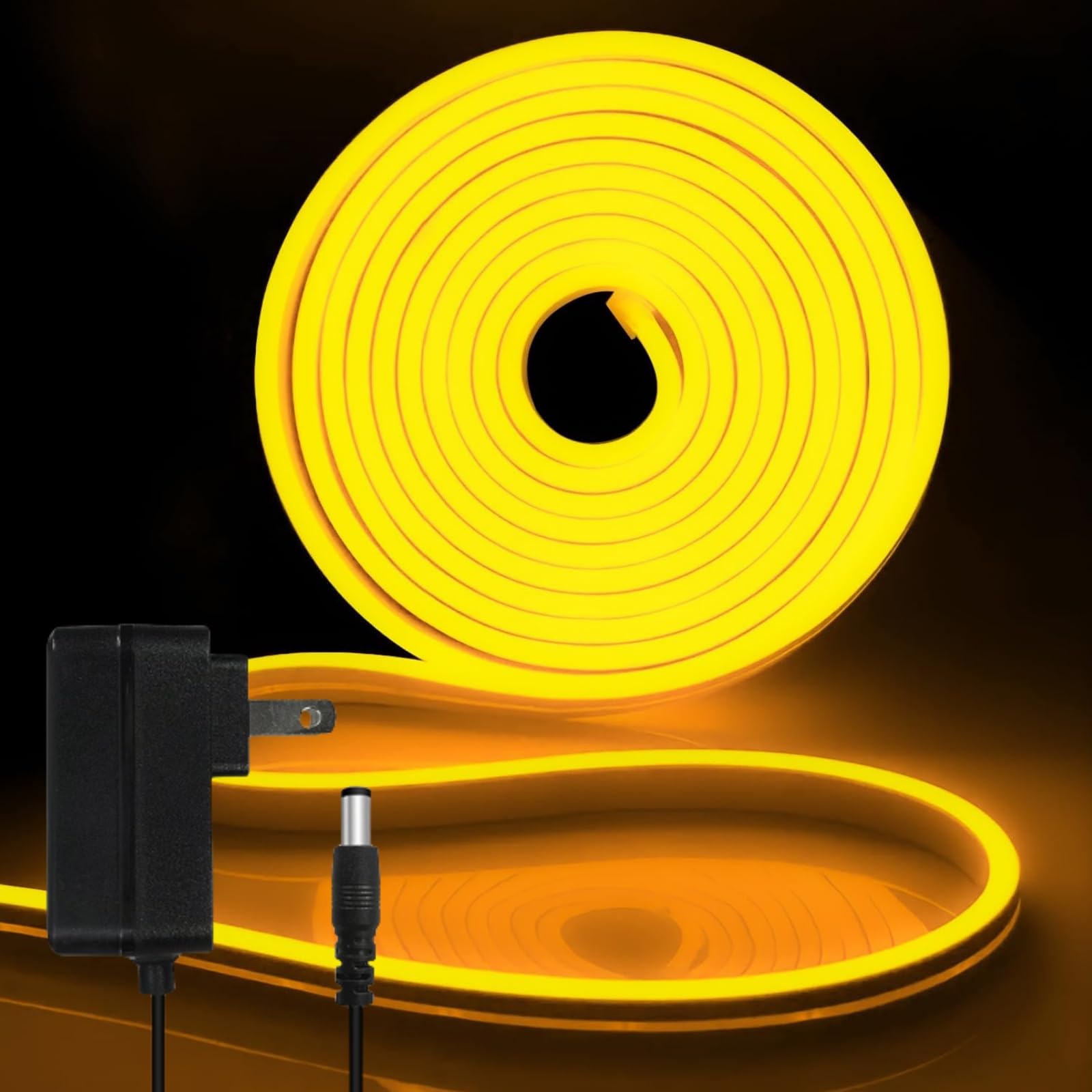 iNextStation LED Strip Lights, 16.4FT Waterproof Neon Light Strip, Silicone, Yellow, with Power Adapter, Model 8ee4c617-4af4-454b-a859