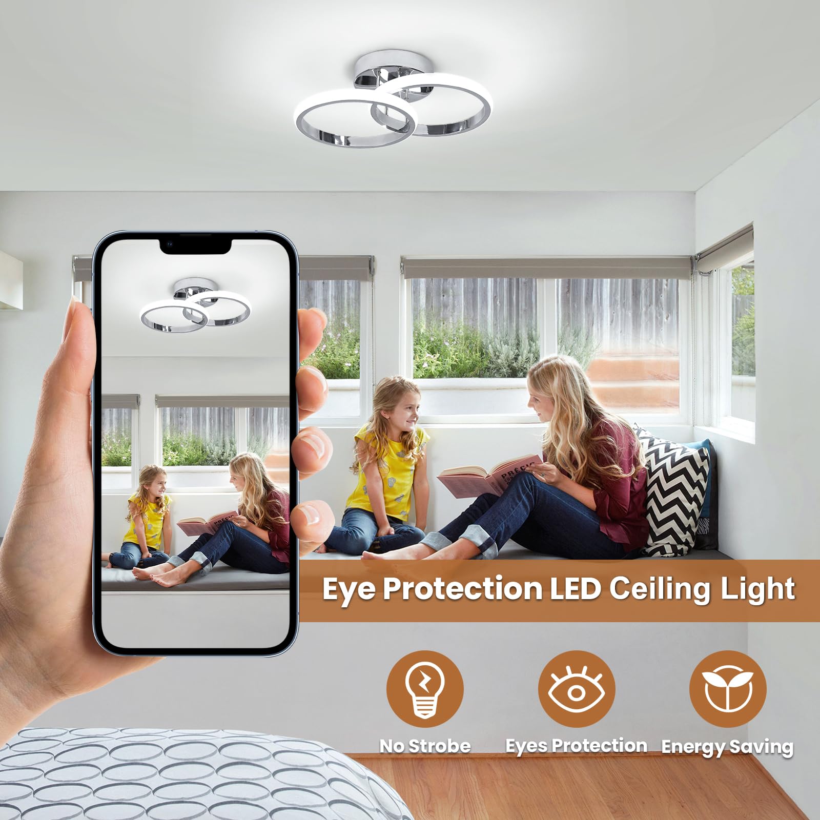 Caneoe Round Modern Led Ceiling Light Fixtures, 6000K Cool White Hallway Light Fixtures Ceiling, Bathroom Close To Ceiling Light