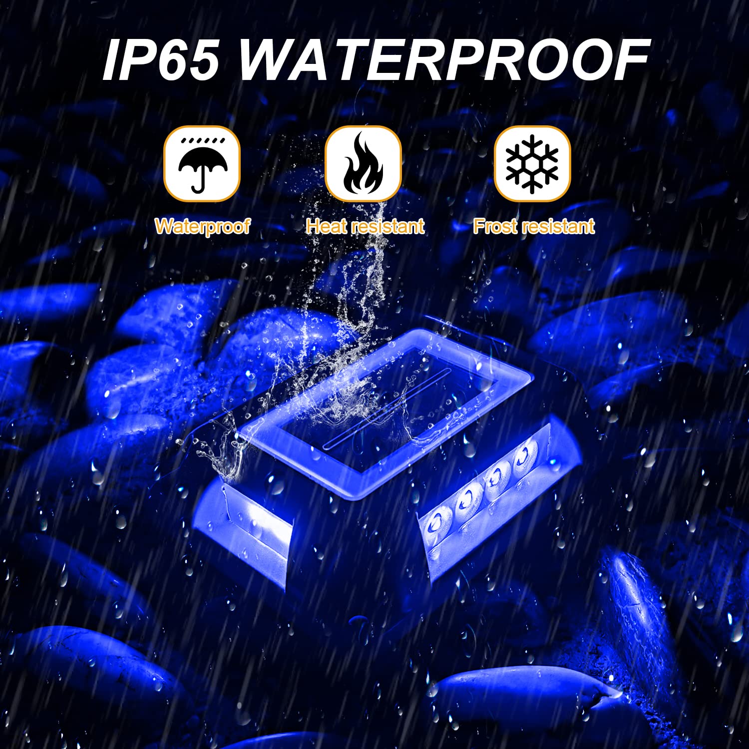 T-Sun Solar Driveway Deck Lights, Blue Driveway Lights Outdoor, 12 Pack Led Ground Driveway Light Blue Path Light For Garden Sid