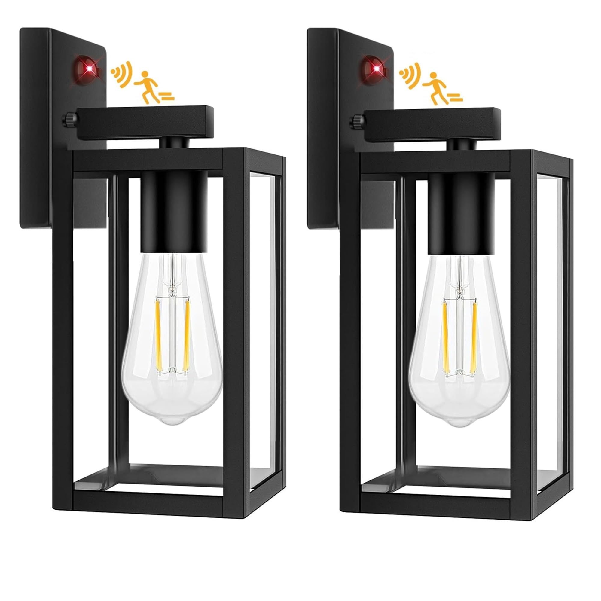 JESENBIL Motion Sensor Outdoor Lighting  2 Pack Dusk to Dawn Outdoor Wall Lights  Waterproof Exterior Light Fixture Wall Mount  Aluminum Porch Light Outside Light for House