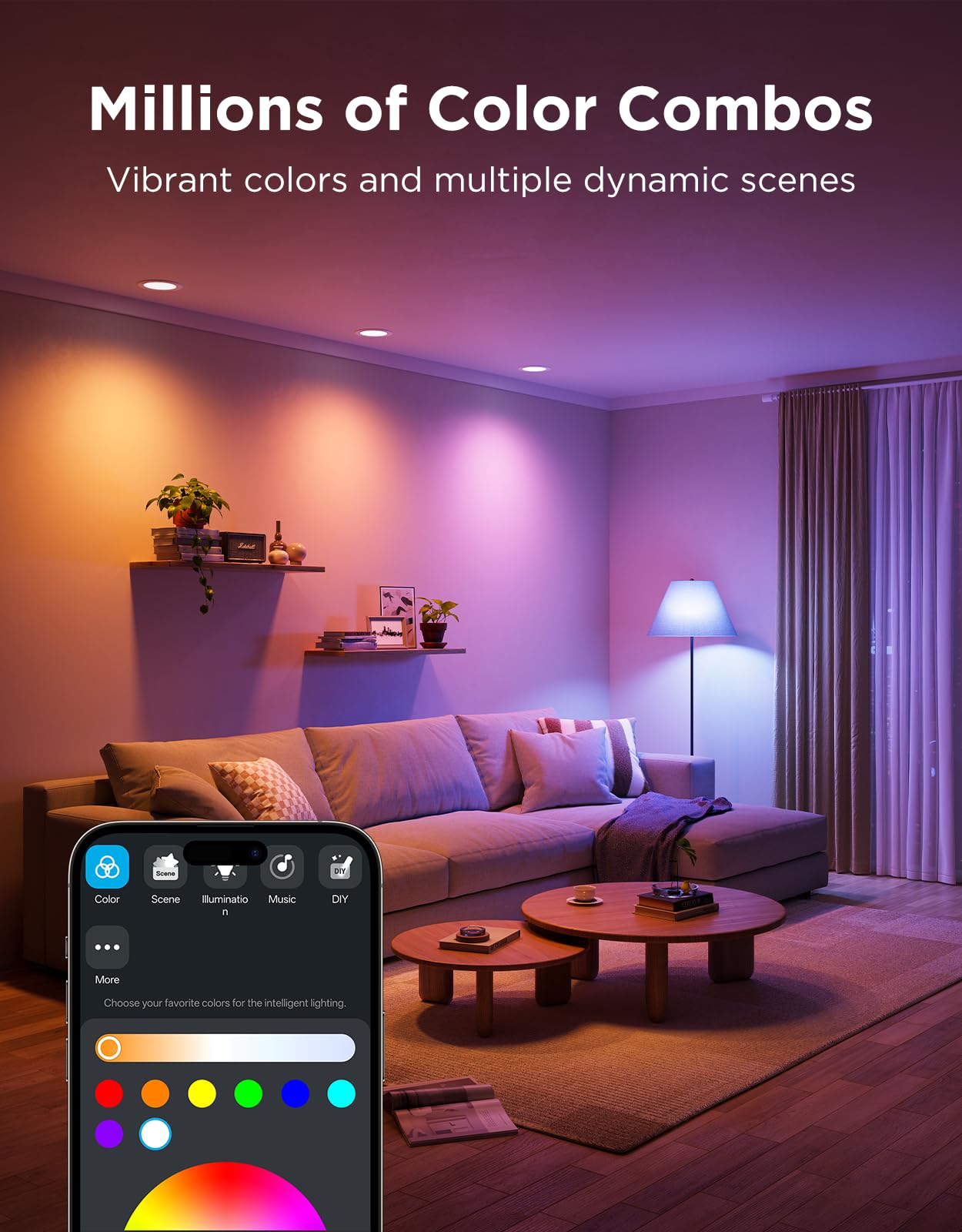 Govee BR30 Smart LED Light Bulbs, WiFi RGBWW, 850 Lumen, Works with Matter, Alexa & Google Assistant, 6 Pack, Multiple Colors
