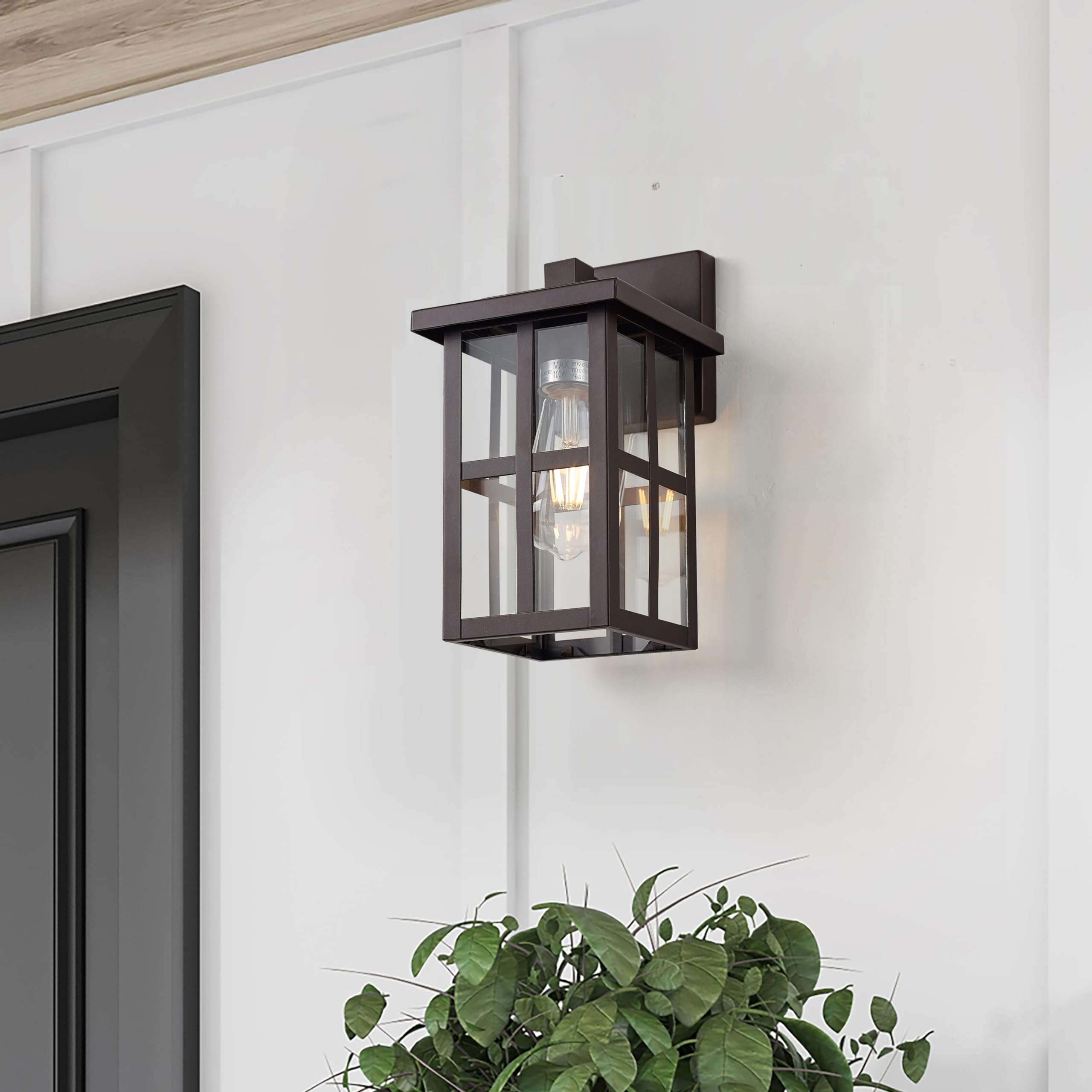 MICSIU Outdoor Wall Lantern, 11" Oil Rubbed Bronze, Waterproof Clear Glass, Wall Mount for House, Garage, Porch, Model 700207-210