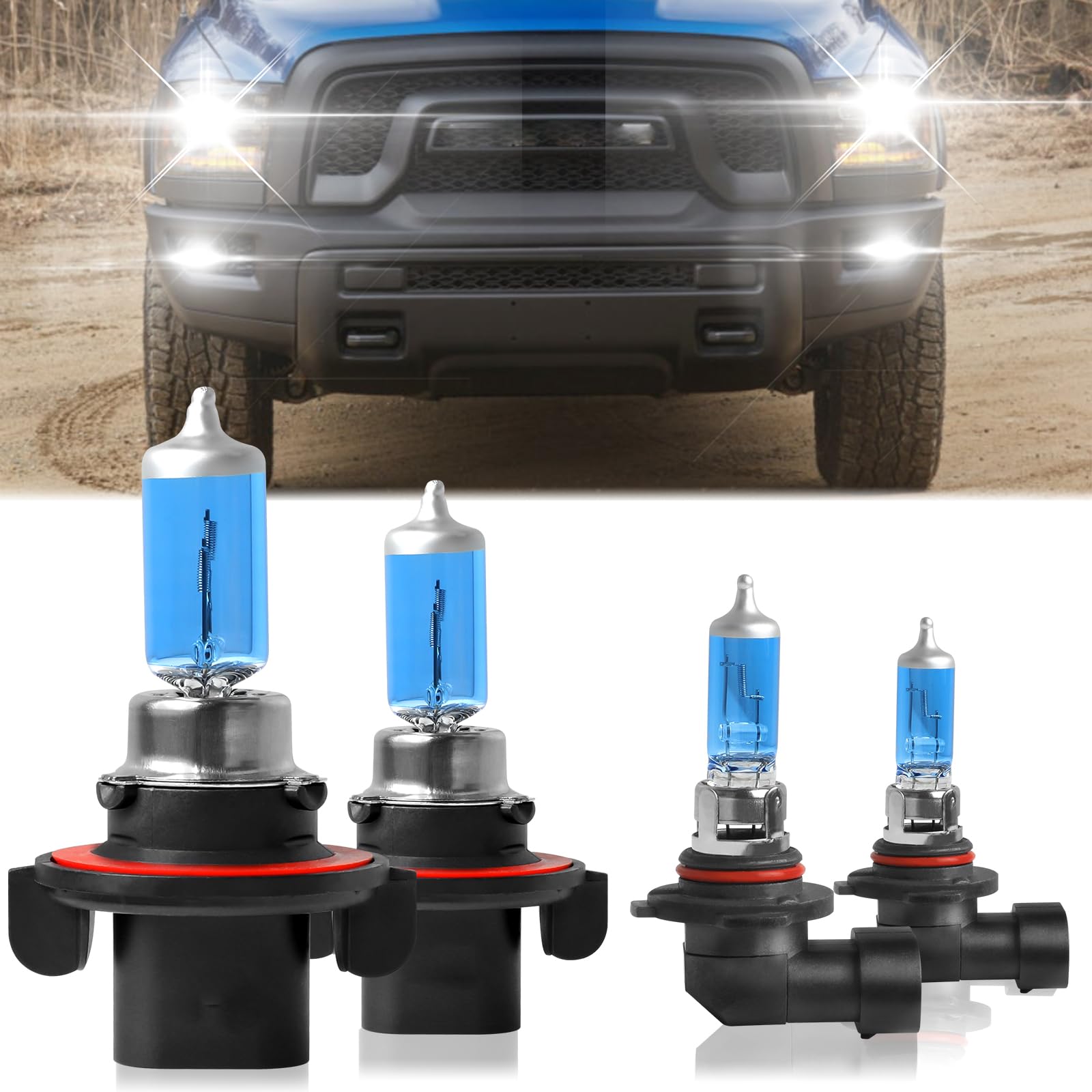 Fit for Dodge Ram 1500 2500 3500 2006 2007 2008 & 2-Headlamps with projector (2009-2012) High Performance Halogen Headlight Bulb
