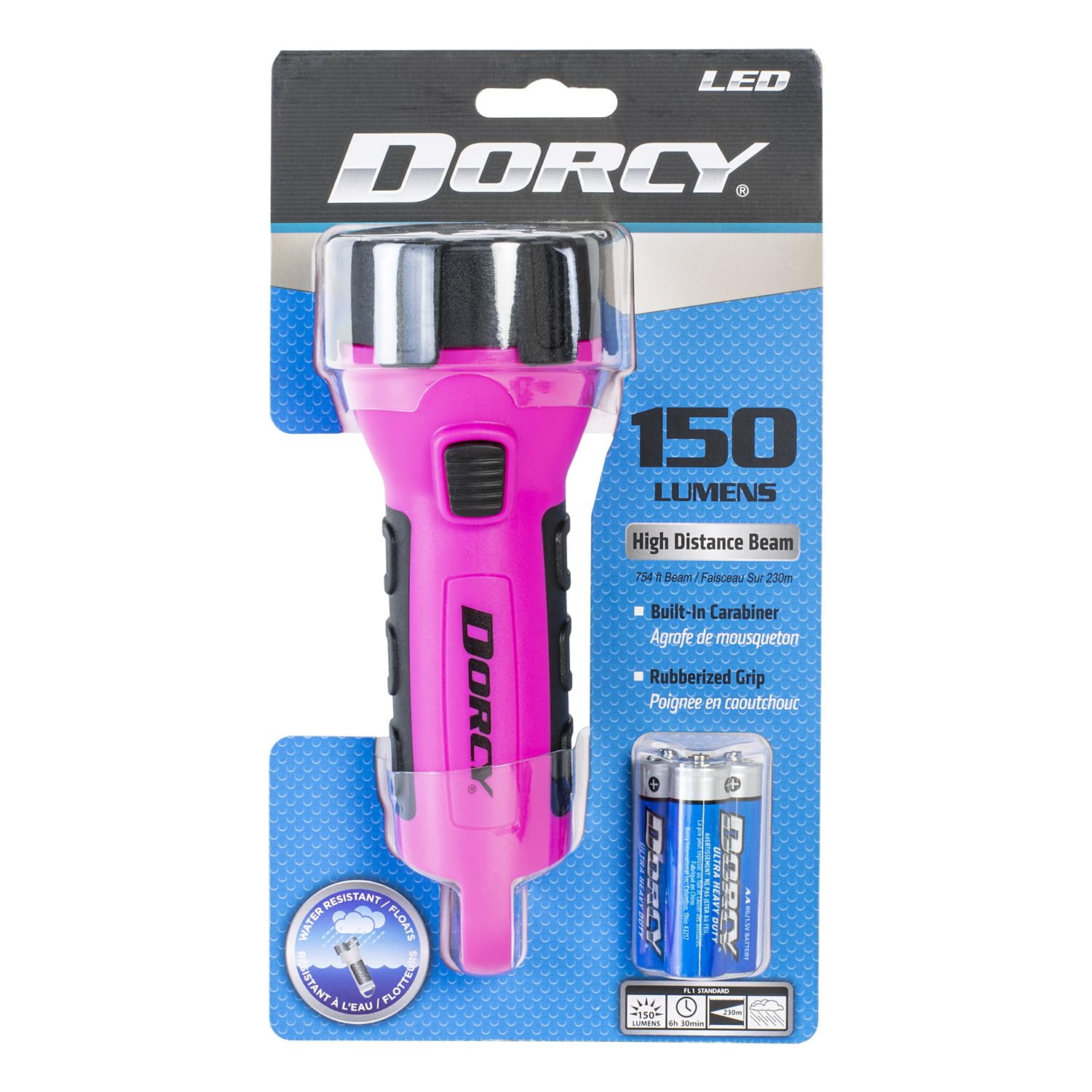 Dorcy 55 Lumen Floating Water Resistant Led Flashlight With Carabineer Clip, Pink ( 41-2509)
