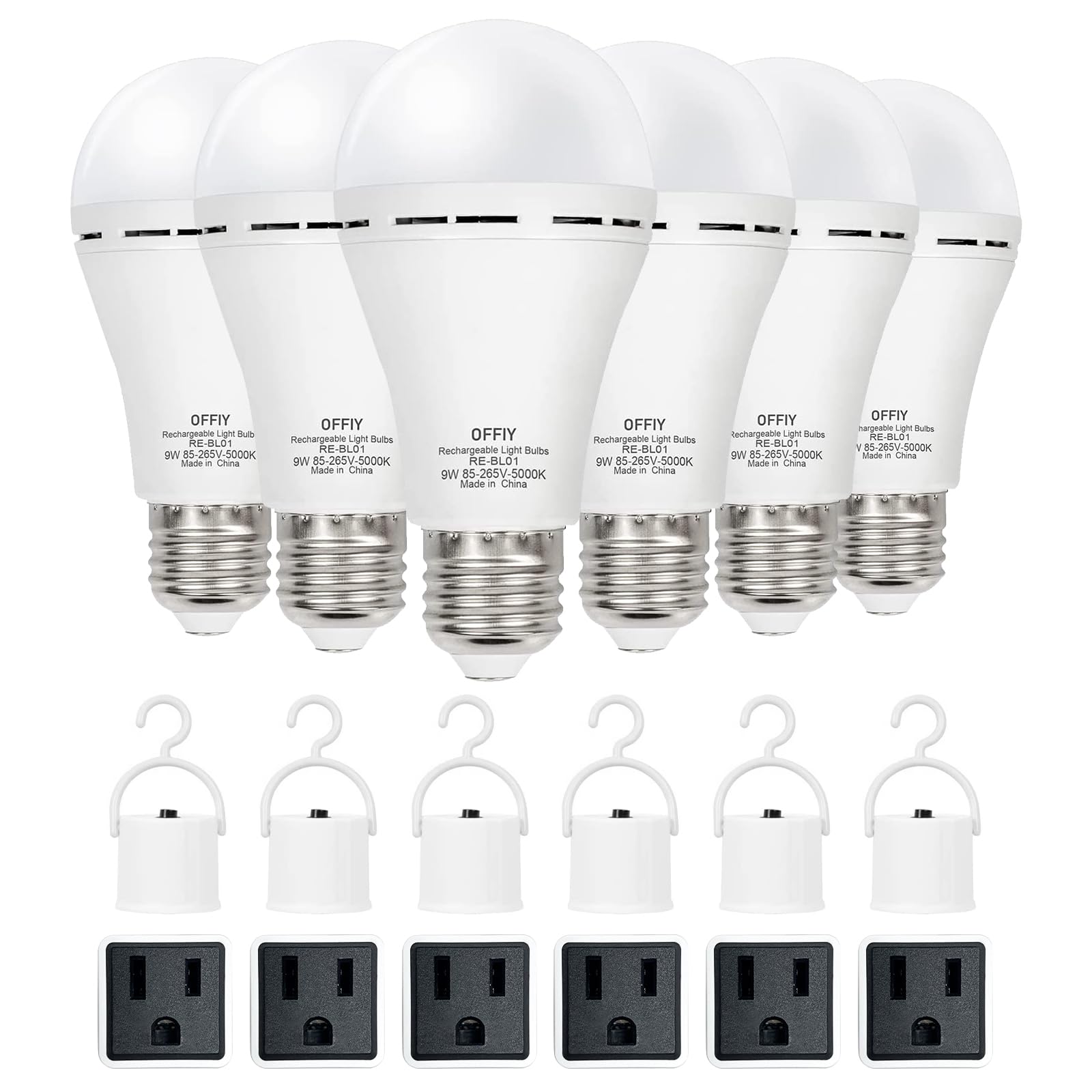 Offiy Emergency Light Bulbs, 1800Mah High-Capacity Battery For Longer Emergency Time, 9W,750Lm,5000K Rechargeable Light Bulbs Fo