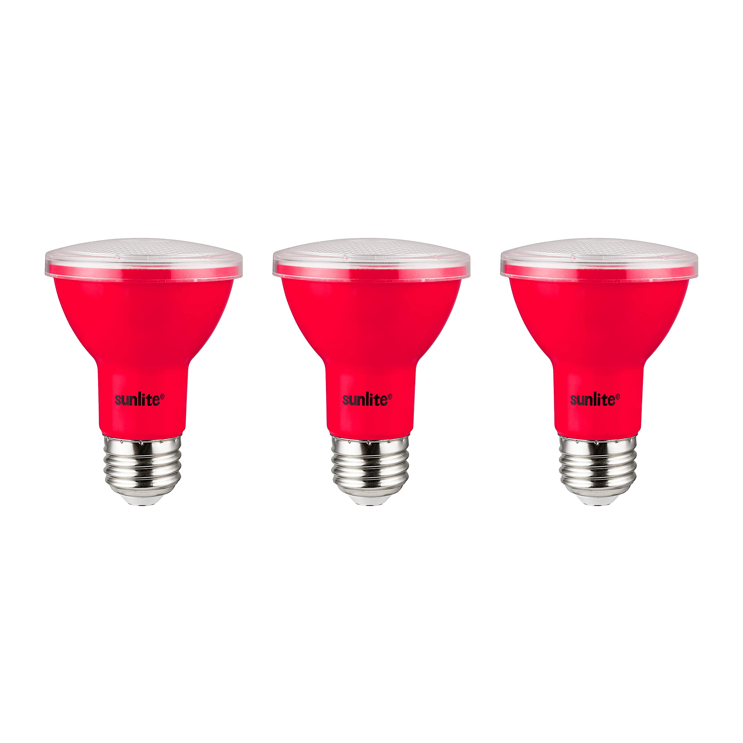 Sunlite LED PAR20 Colored Recessed Light Bulb, 3W (50W Equivalent), E26 Base, Floodlight, Red, 3 Count
