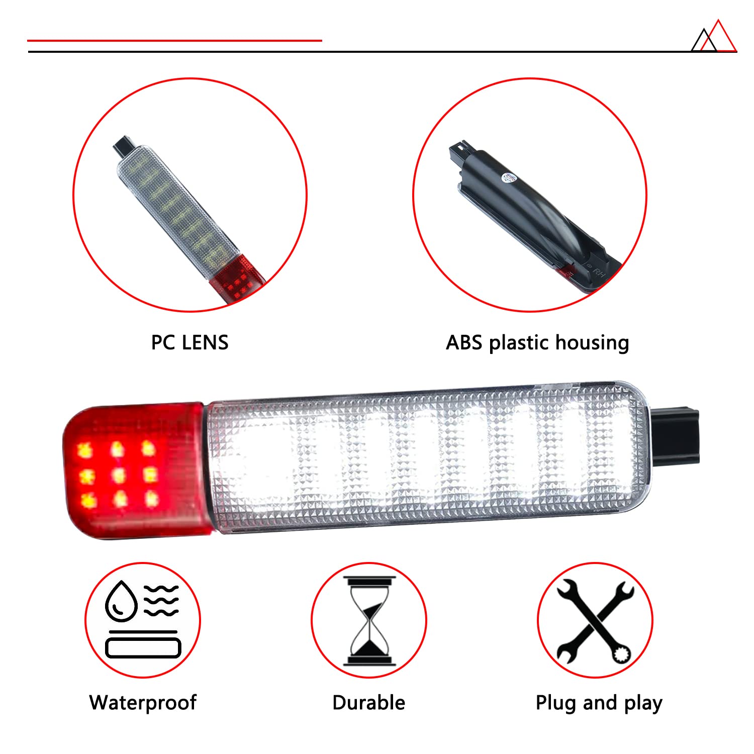 GZZTORES LED Door Lights for Chevy Silverado GMC C/K, Sierra 1500 2500 3500, Suburban, Avalanche, H2, Yukon - Red & White Interior Lighting
