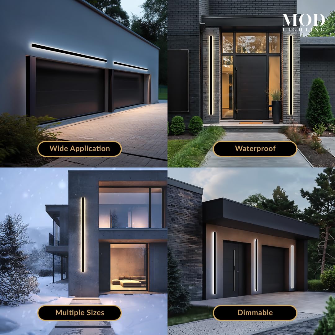 ?????? ???????????????? Haylen | Waterproof Outdoor Wall Light, Led Dimmable With Remote 3000K-6000K, Long Outdoor Porch Lights, Wired Lighting Fixture, Patio Exterior Wall Sconce, 1-Pack (Black, 94")