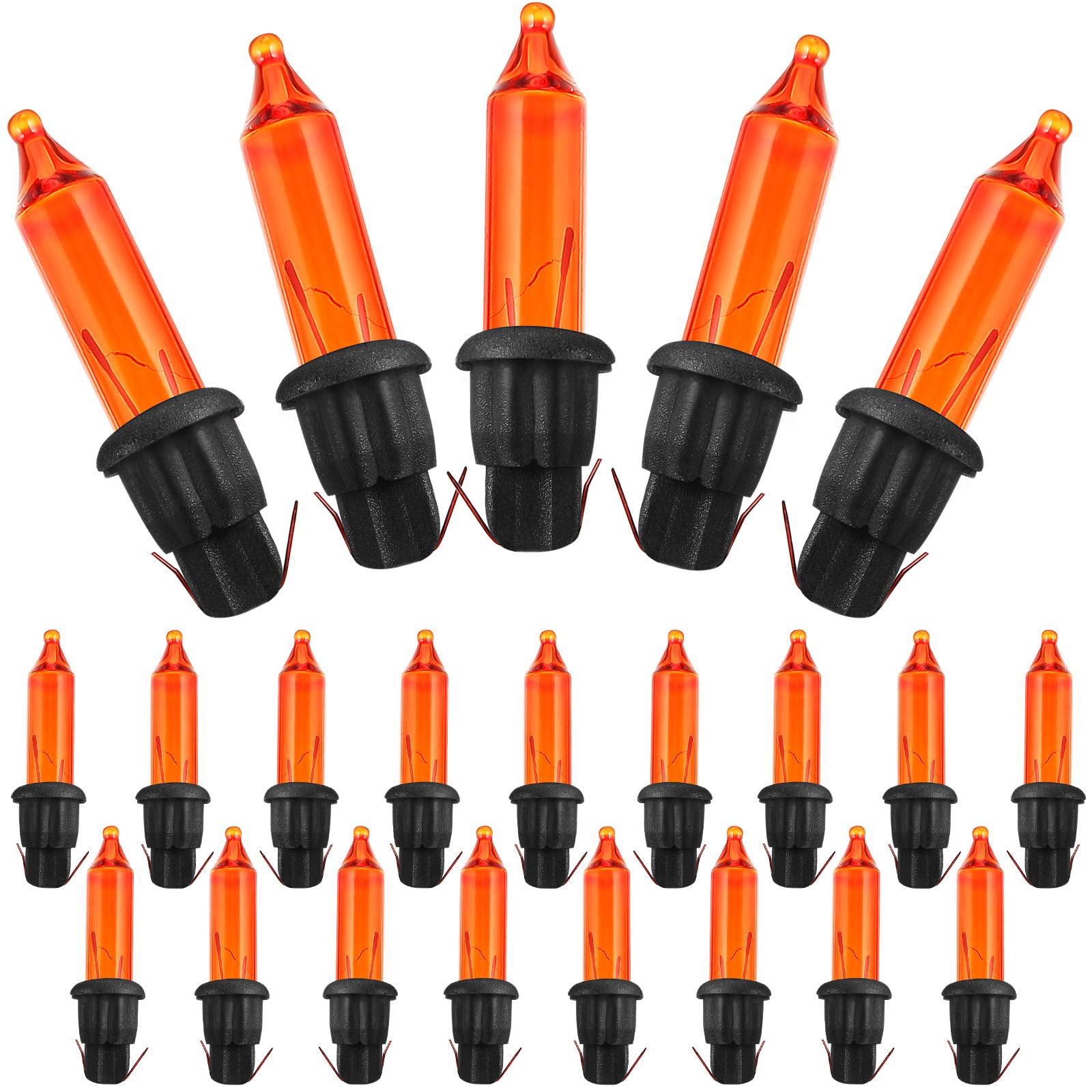 Mudder Mini Incandescent String Lights Replacement Bulbs, 60 Count, Copper, Black Base with Orange Bulb, Indoor/Outdoor Christmas Decor