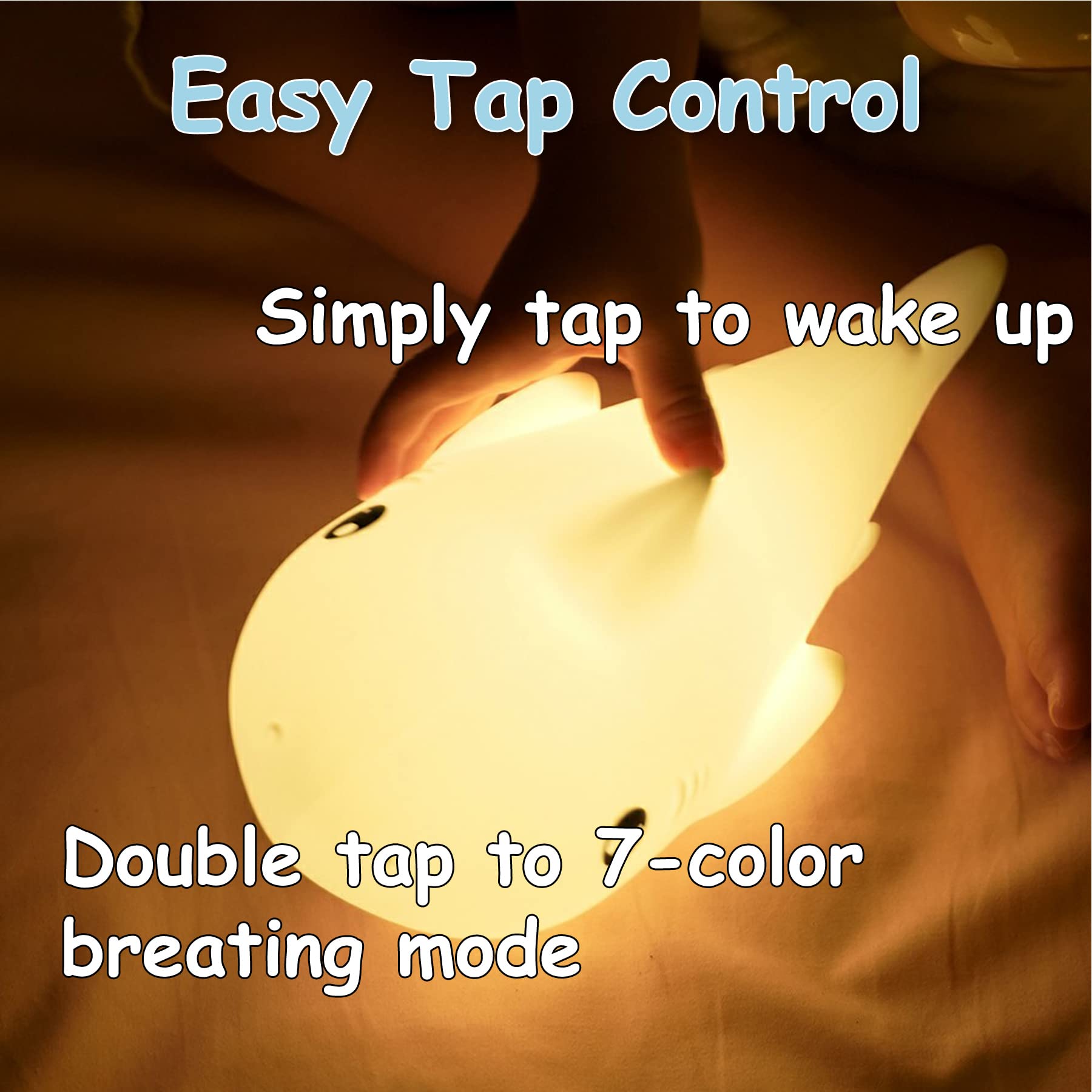 Tripro Shark Silicone Nursery Night Light Beach Room Decor Desk Lamp Toys,Bedroom Decorations Gifts For Baby,Boys,Girls,Toddlers,Kids,Teens