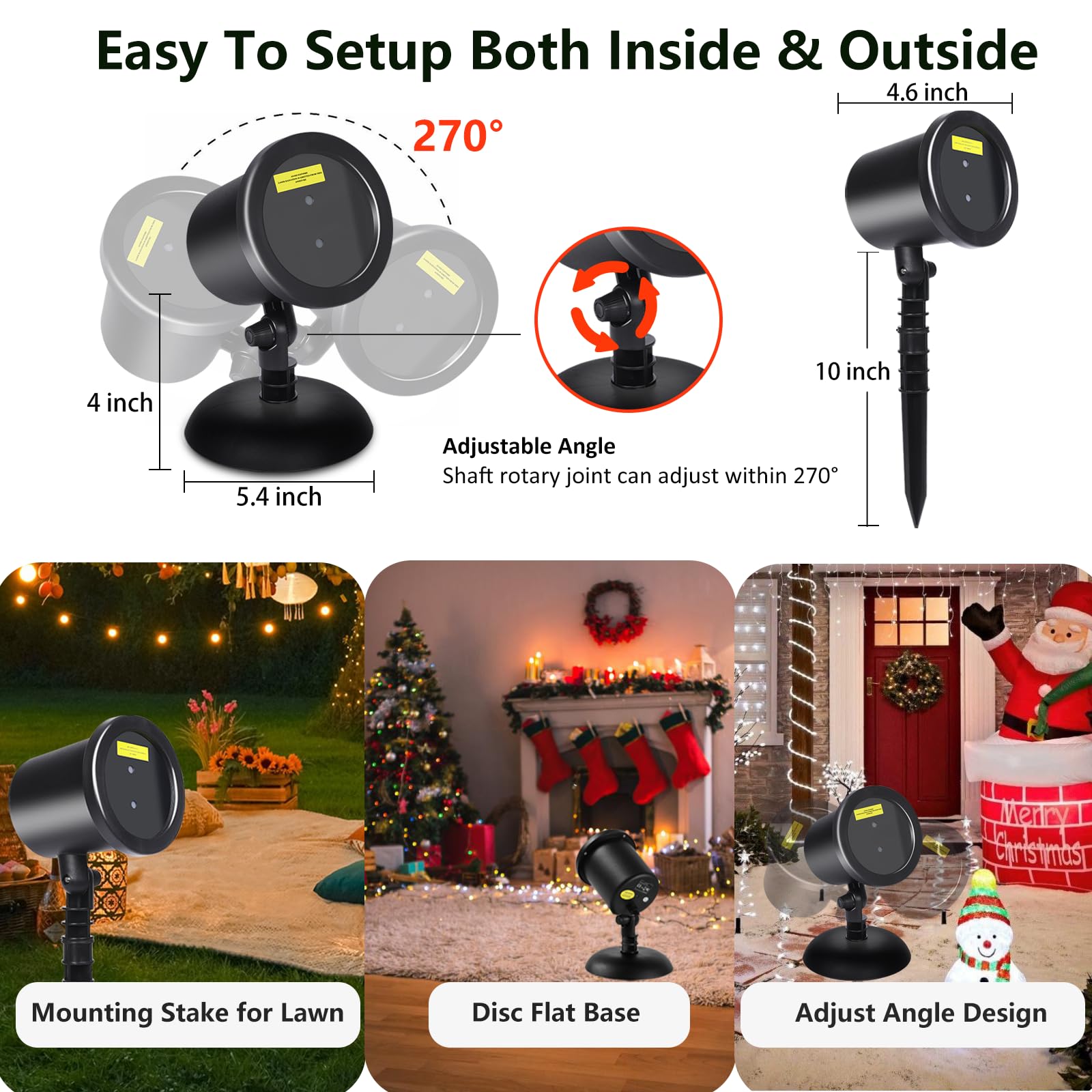 Yfain Christmas Laser Projector Lights Outdoor, Waterproof Static Red And Green Star Xmas Projector Lights Outdoor, Auto On-Off