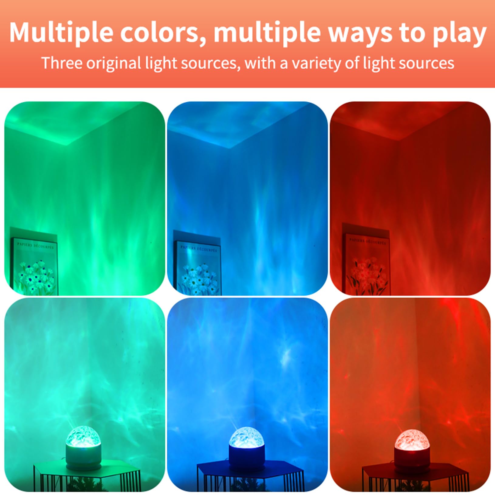 Yinhamnl 2 In 1 Galaxy Light, 16 Color Aurora Night Light Projector, Ocean Wave Projector With Remote Control, Usb Recharge Nort