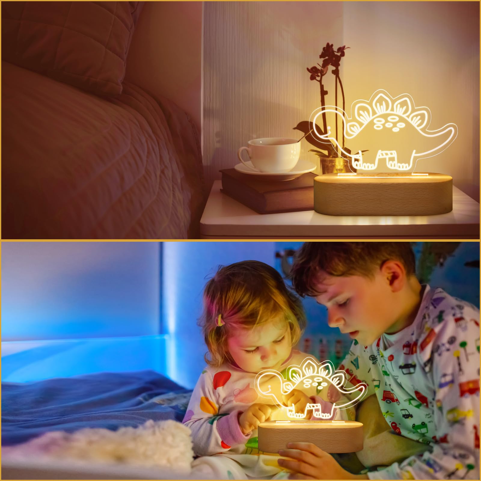 Dreyoo Night LED Light Acrylic Cute Nursery Night Lamp Christmas Bedside Lamp Decor Funny Animal Gifts for Girls Boys Teens (Din
