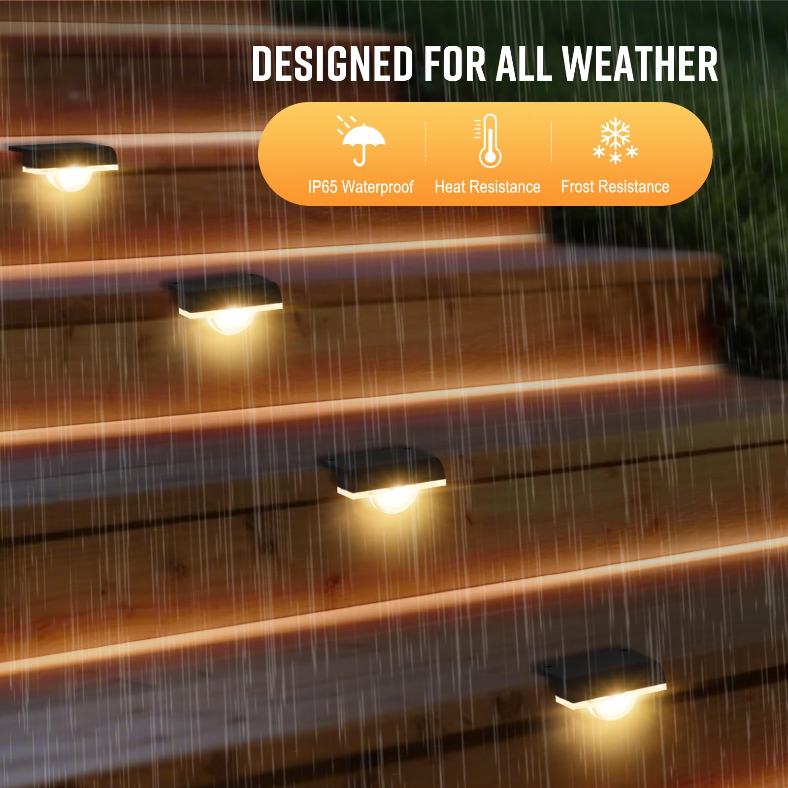 Agotd Solar Stair Lights Outdoor Waterproof  8 Pack Solar Step Lights For Outside Warm White Deck Lighting For Step  Stair  Porch  Railing  Patio  Yard  Front Door  Sidewalk  Poolside  Balcony