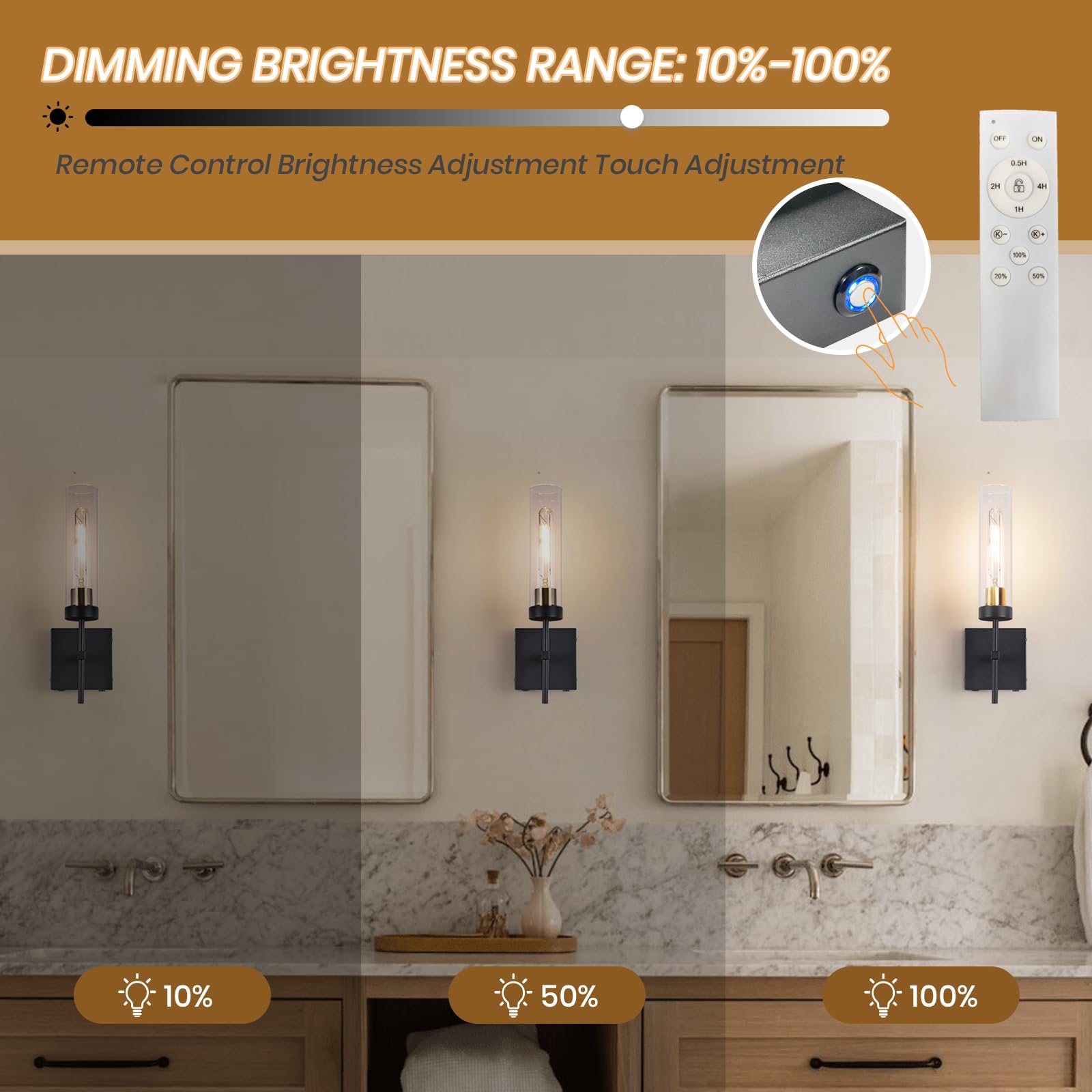 Loiogohot Wall Sconce Set Of 2,Battery Operated Wall Sconce,Infinitely Dimmable With Remote Control,15000Mah Endurance 200 Hours