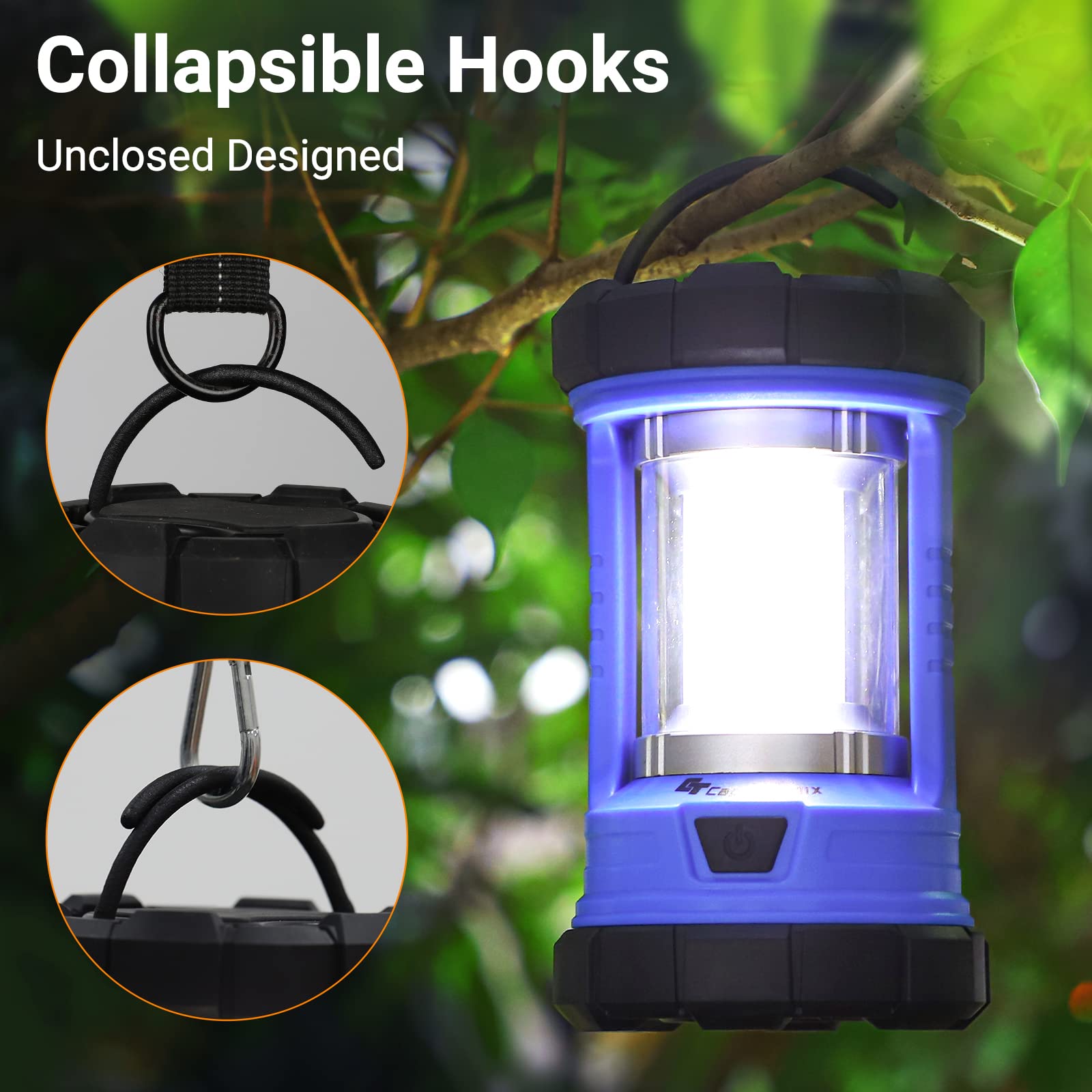 CT CAPETRONIX Camping Lantern 3200LM LED Rechargeable 4600mAh Charger, 5 Light Modes, Royal Blue, Model HW0YY05