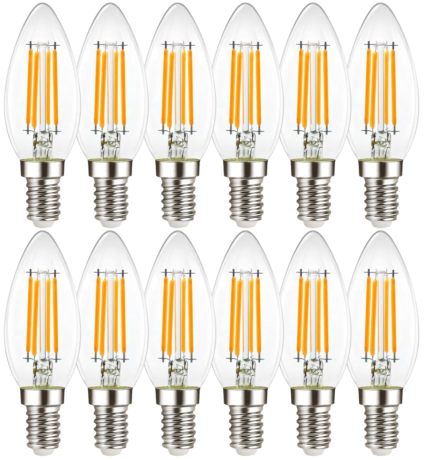 Yimilite B11 E12 Led Candelabra Bulbs 4W(40 Watt Equivalent) 2700K Warm White 450Lm Dimmable C35 Led Filament Chandelier Light B