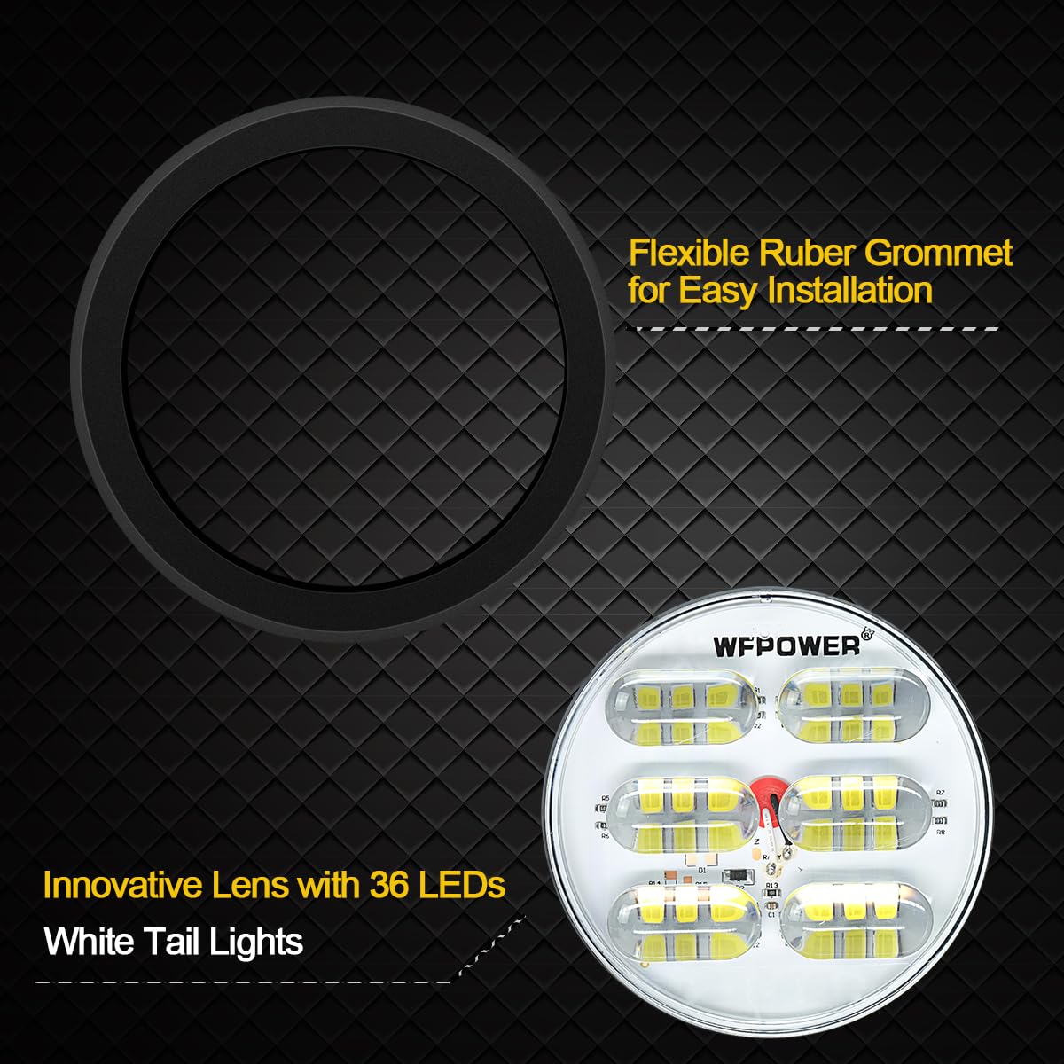 Wfpower Led Trailer Tail Light, 2 X White 4 Inch Super Bright Round Trailer Lights, Waterproof Flush Mount Tail Lights Turn Rear