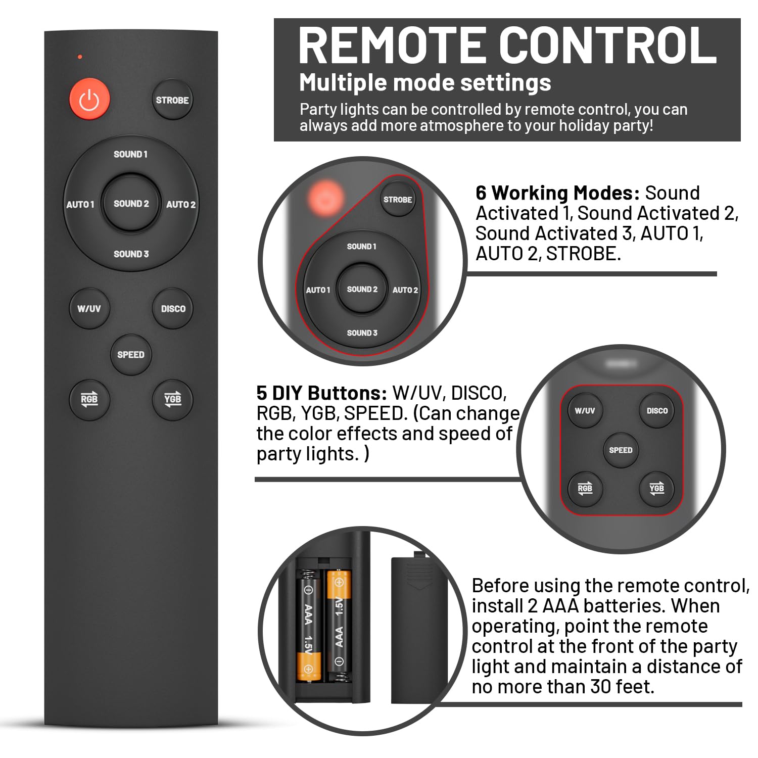 caivimvn Sunset Lamp Disco Ball DJ Light, Sound Activated, Plastic Shell, Model EMS-30, Black