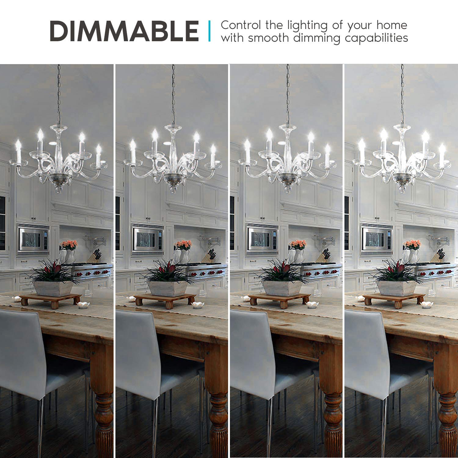 LUXRITE 5W Vintage E26 Candelabra LED Bulb, 550 Lumen, Dimmable, 5000K Bright White, Glass, 12 Pack, Model LR