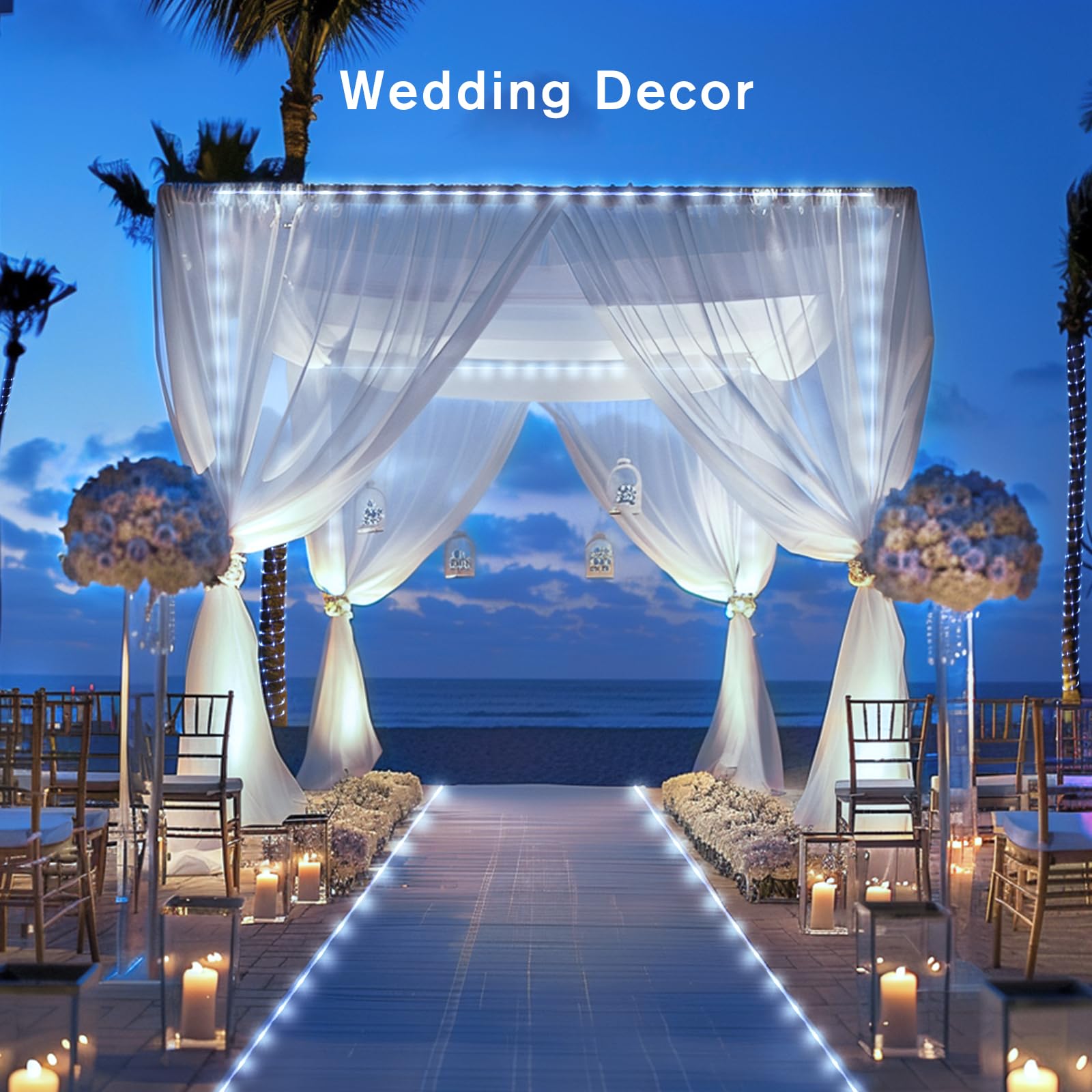 Jmexsuss 200 Led White Rope Lights Plug In, Valentines Day Lights Outdoor Waterproof, 66 Ft White String Lights Indoor For Christmas Tree Wedding Garden Porch Decor