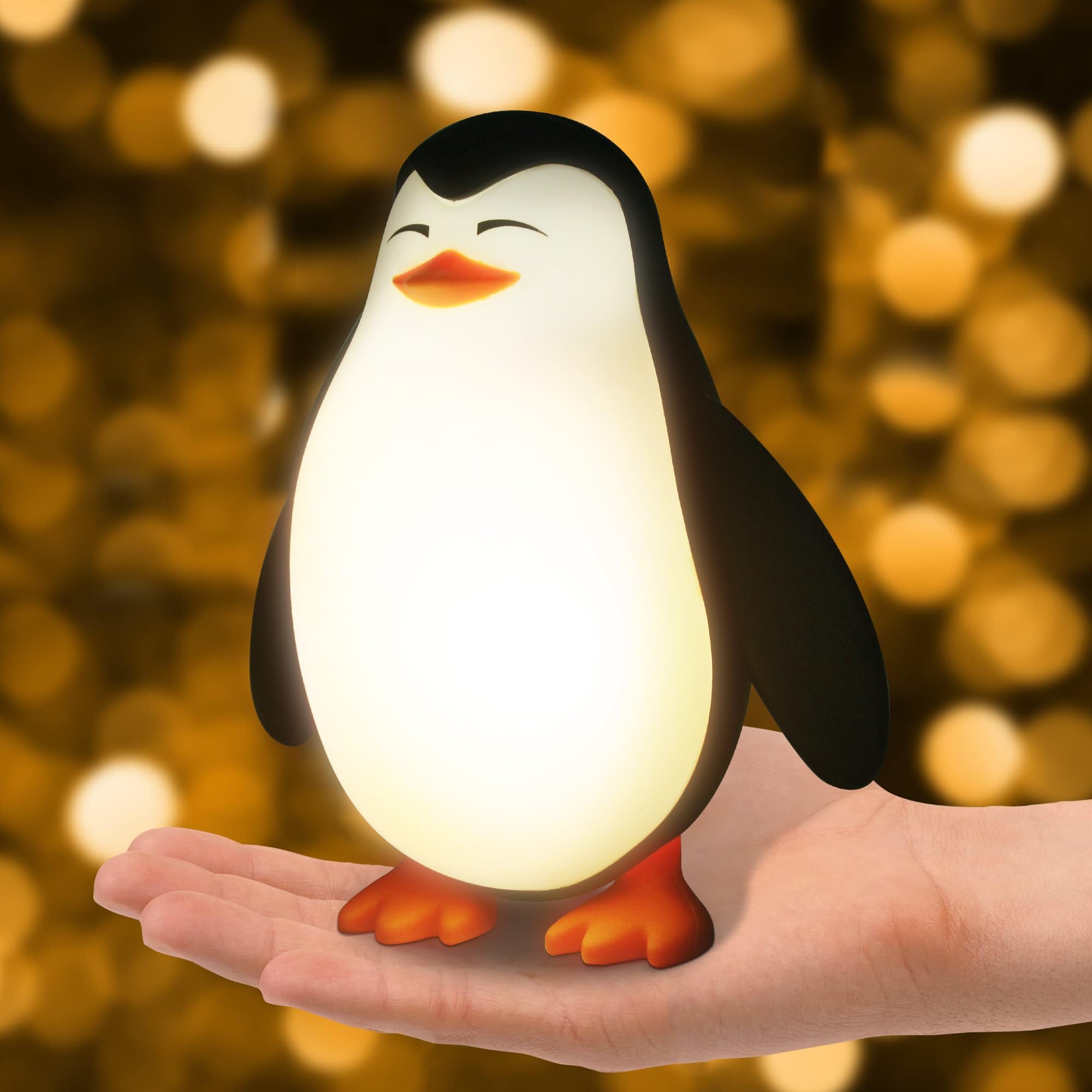 Tcamp Cute Penguin Night Light for Kids, 3 Level Dimmable Nursery Nightlight Lamp, Cute Silicone Squishy Lighted Penguin Tap Lig