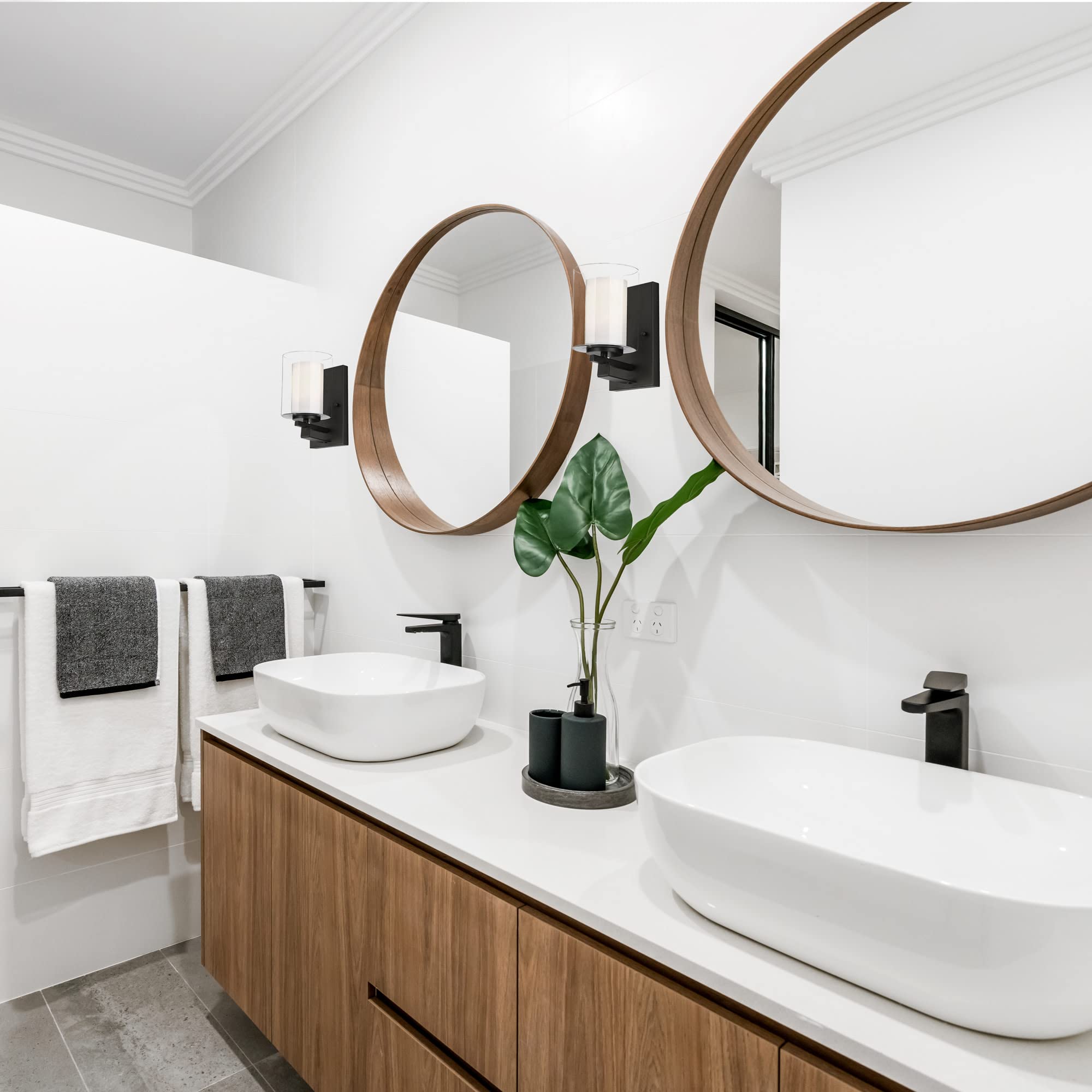 Design House 578153 Impala Traditional 1-Light Indoor Wall Light Dimmable With Double Glass For Bathroom Bedroom Hallway, Rustic