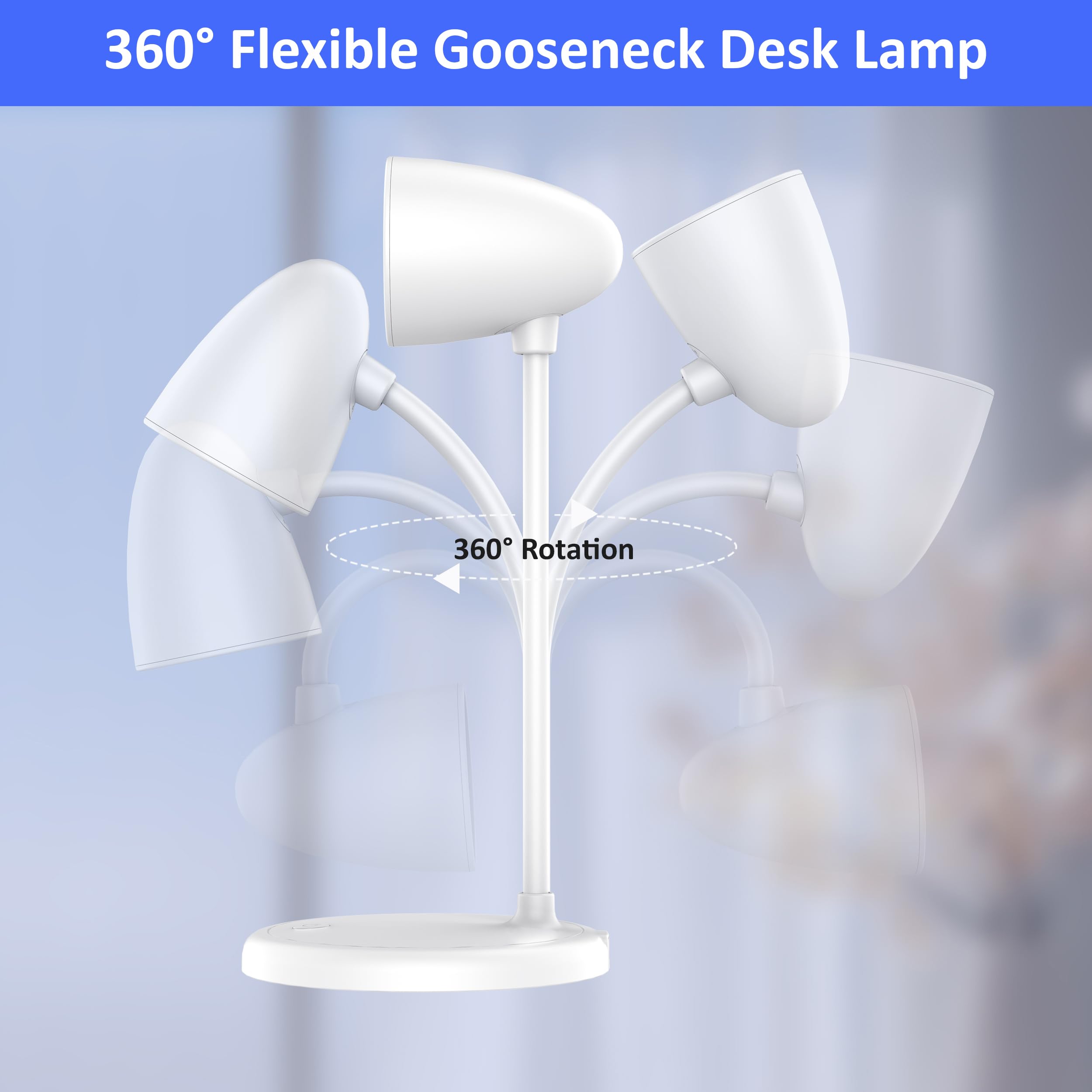 Rorense Led Desk Lamp For Home Office,3 Light Colors,Flexible Gooseneck Table Lamp,Dimmable Reading Light For Bedside Small Desk