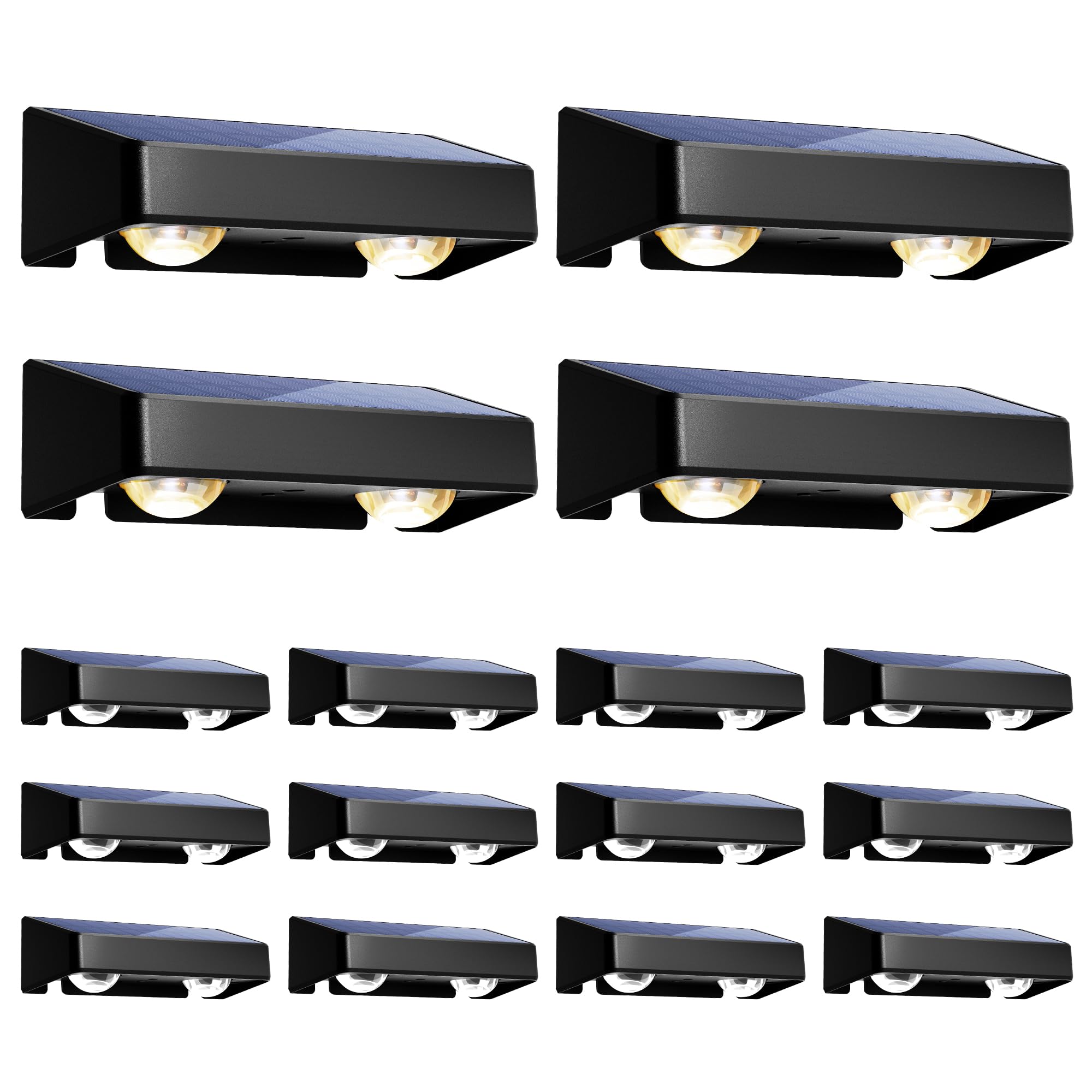 SOLPEX Solar Fence Lights, 9 Colors & Color Changing, Waterproof IP65, LED Deck Lighting, 16 Pack, Black, Model 9913