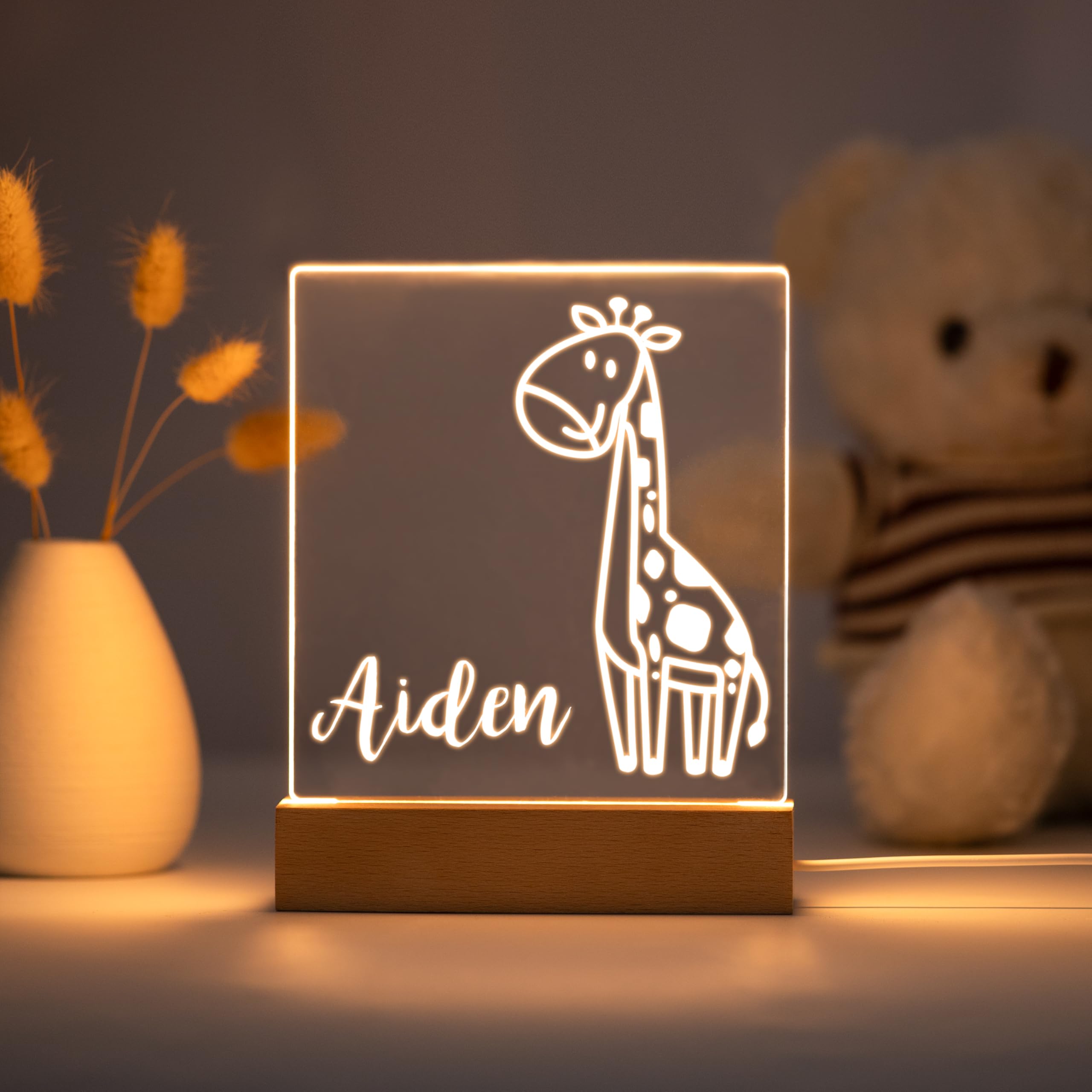 Personalized Night Light For Kids Girls Boys Customized Gifts For Baby Nursery Bedroom Décor Giraffe