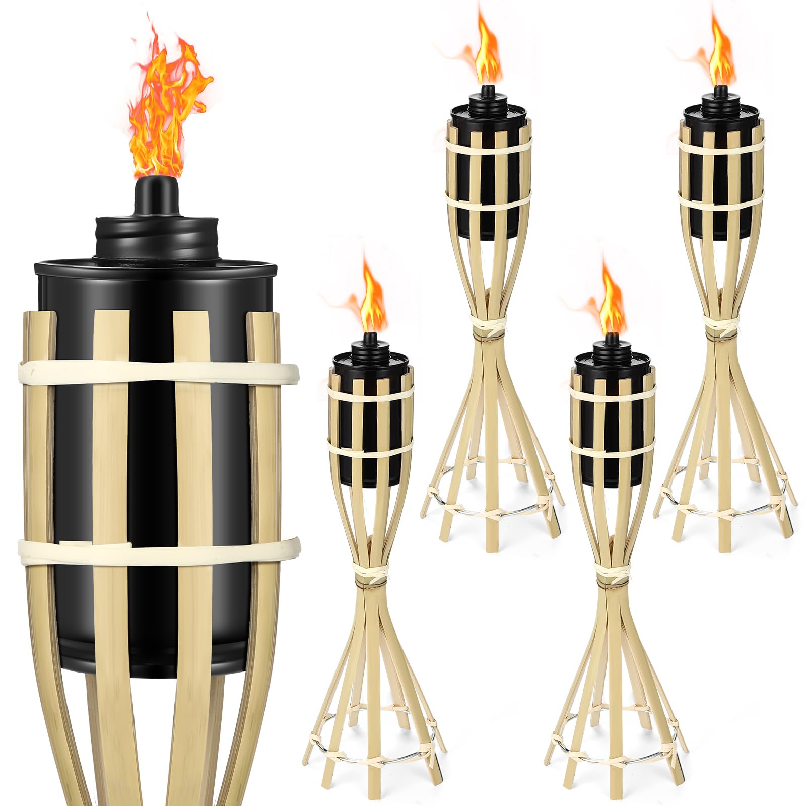 Wonderjune 10 Pack Bamboo Torches for Table Centerpiece Decoration Table Top Torches Garden Outdoor Decor Natural Patio Torch fo