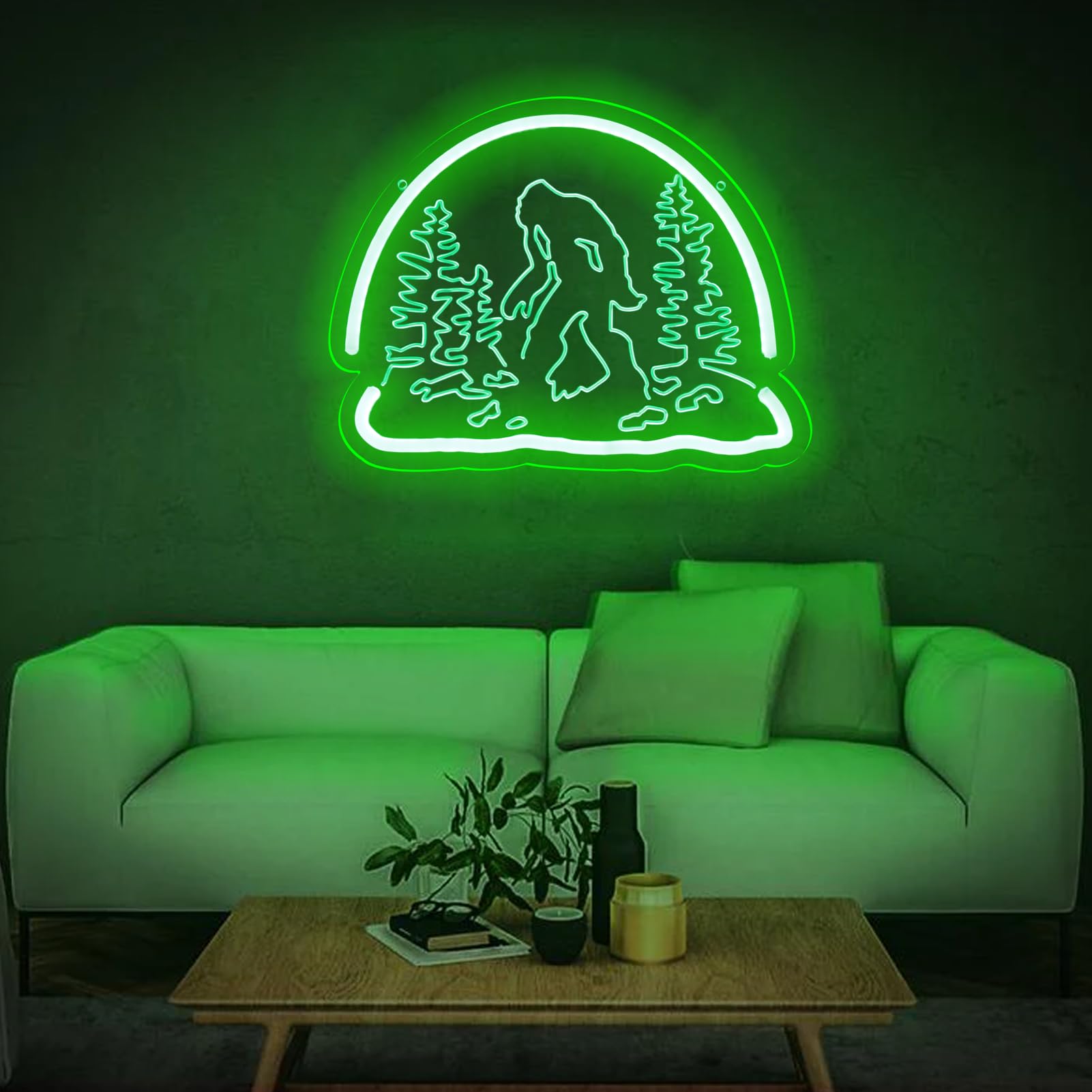 Pinlangdou Sasquatch Neon Sign Acrylic Light for Bedroom, Hallway, Garage Decor, Green Model for Kids and Fans